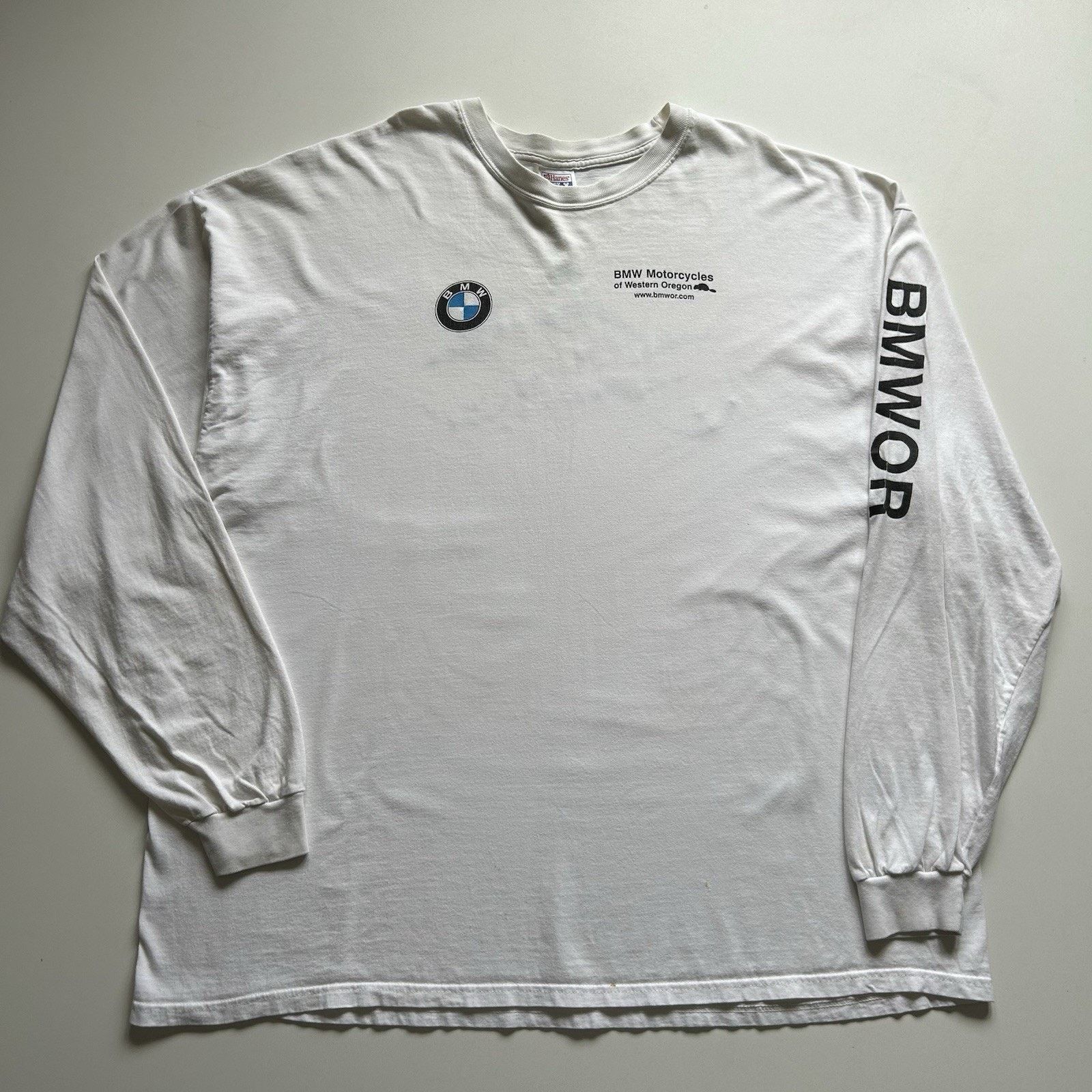 BMW × Hanes × Vintage Vintage 90s BMW Motorcycles Shirt 3XL Hanes Long Sleeve Rare Size US XXL / EU 58 / 5 - 1 Thumbnail