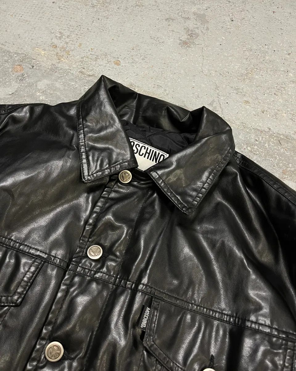 Moschino 1990s Moschino Black Trucker Eco Leather Jacket Size US S / EU 44-46 / 1 - 5 Thumbnail
