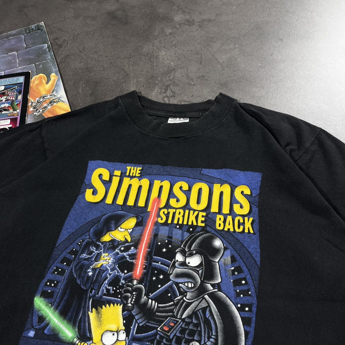 Cartoon Network Vintage 90s The Simpsons Strike Back Star Wars Tee Tshirt Size US S / EU 44-46 / 1 - 2 Thumbnail