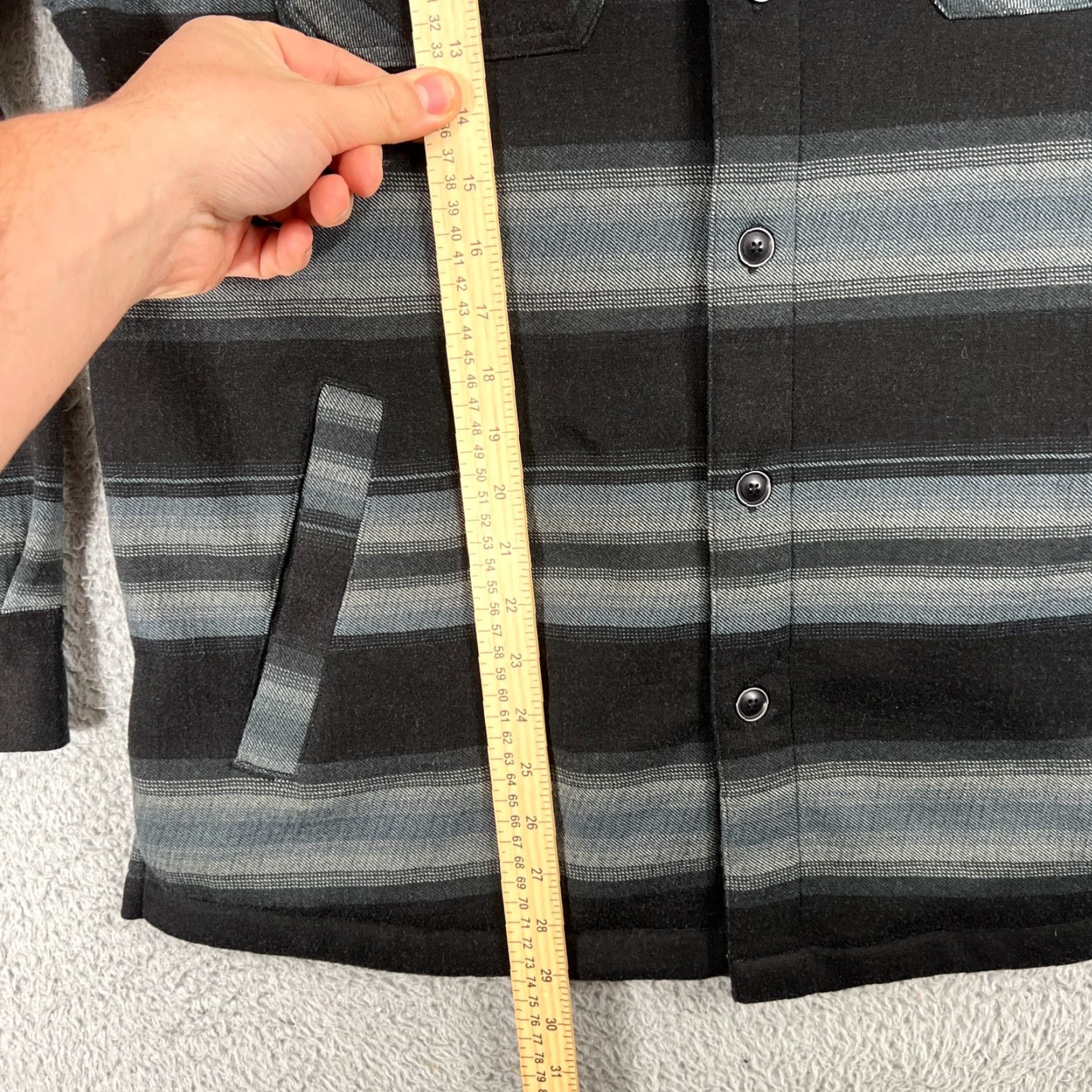 Quiksilver Quicksilver Hoodie Mens M Black Striped Button Jacket Shacket 4 Pocket Multicolor Fleece Sweatshirt Pockets Size US M / EU 48-50 / 2 - 5 Thumbnail