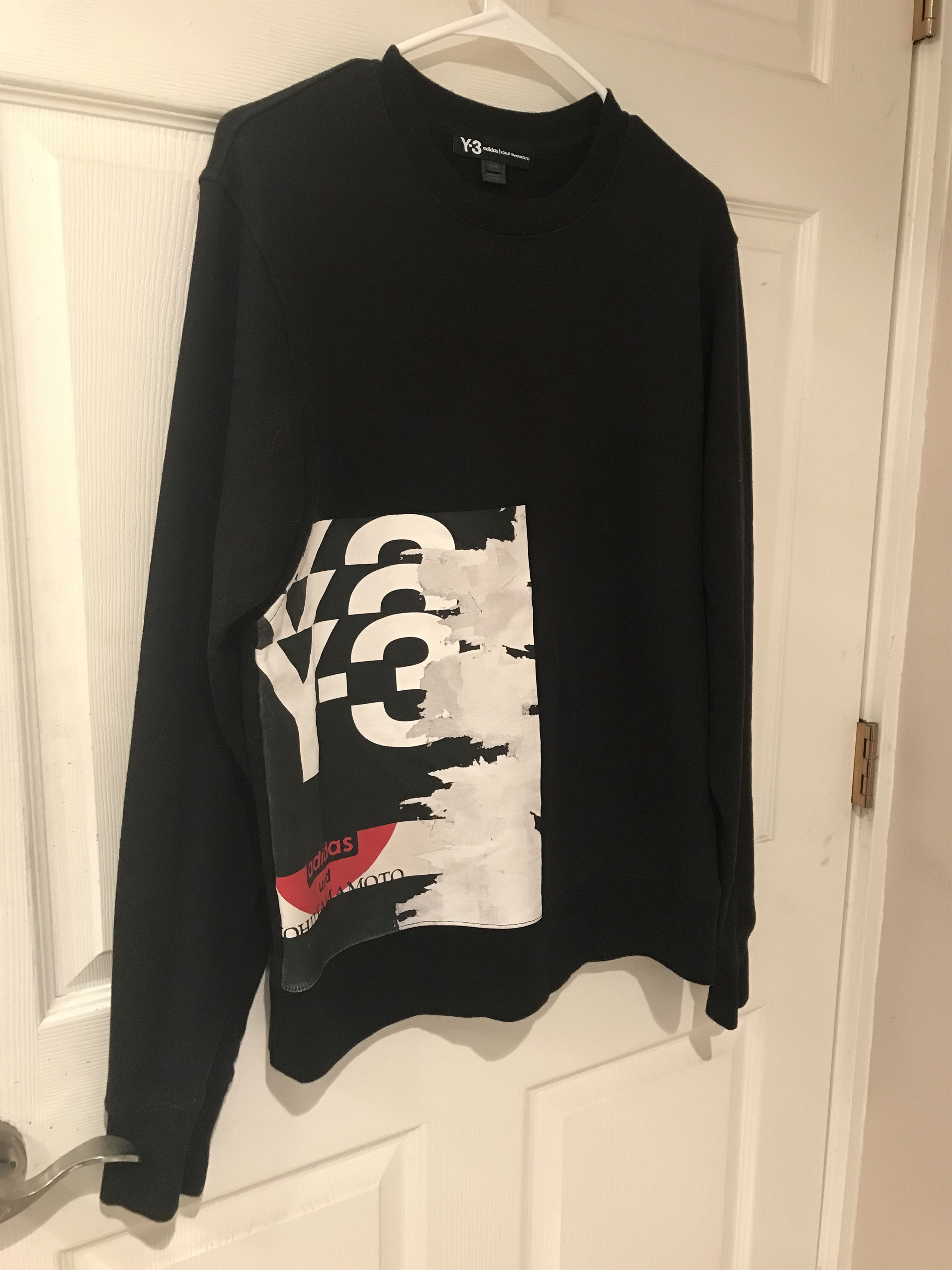 Adidas × Y-3 × Yohji Yamamoto Y-3 Yohji Yamamoto Asymmetrical Glitch Graphic Logo Sweater Size US M / EU 48-50 / 2 - 2 Thumbnail