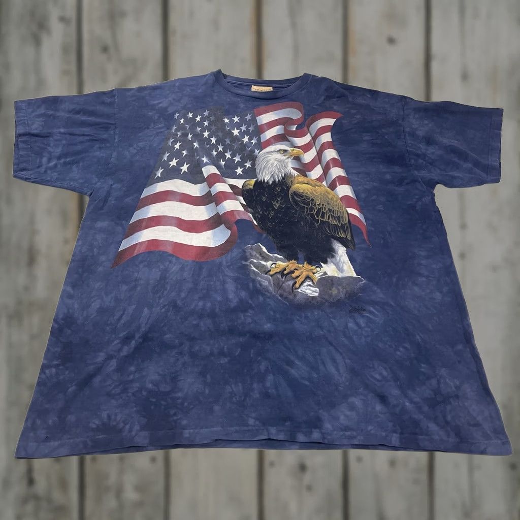 The Mountain VINTAGE The Mountain 3XL T-Shirt Tie Dye Eagle Flag AOP 2001 Robert Copple Y2K Mens Shirt Blue 3XL Eagle Flag Vintage Autograph? Size US XXL / EU 58 / 5 - 1 Thumbnail