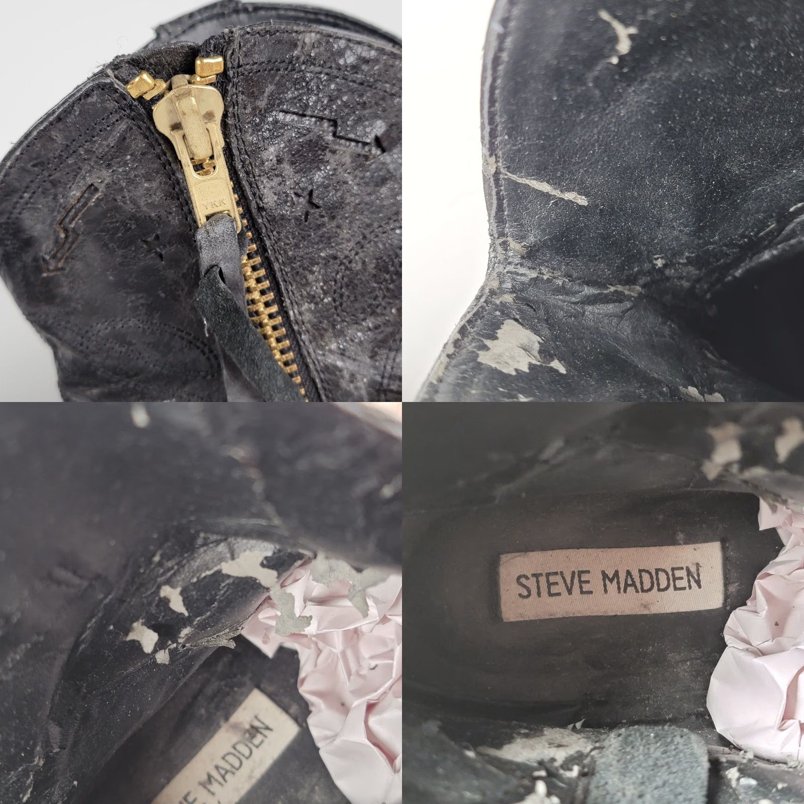 Steve Madden Steve Madden Brasko Women Cowboy Bootie Leather Chains Rhinestones Festival 8.5 Black Leather Bootie Cowboy Womens 8.5 Size ONE SIZE - 9 Thumbnail