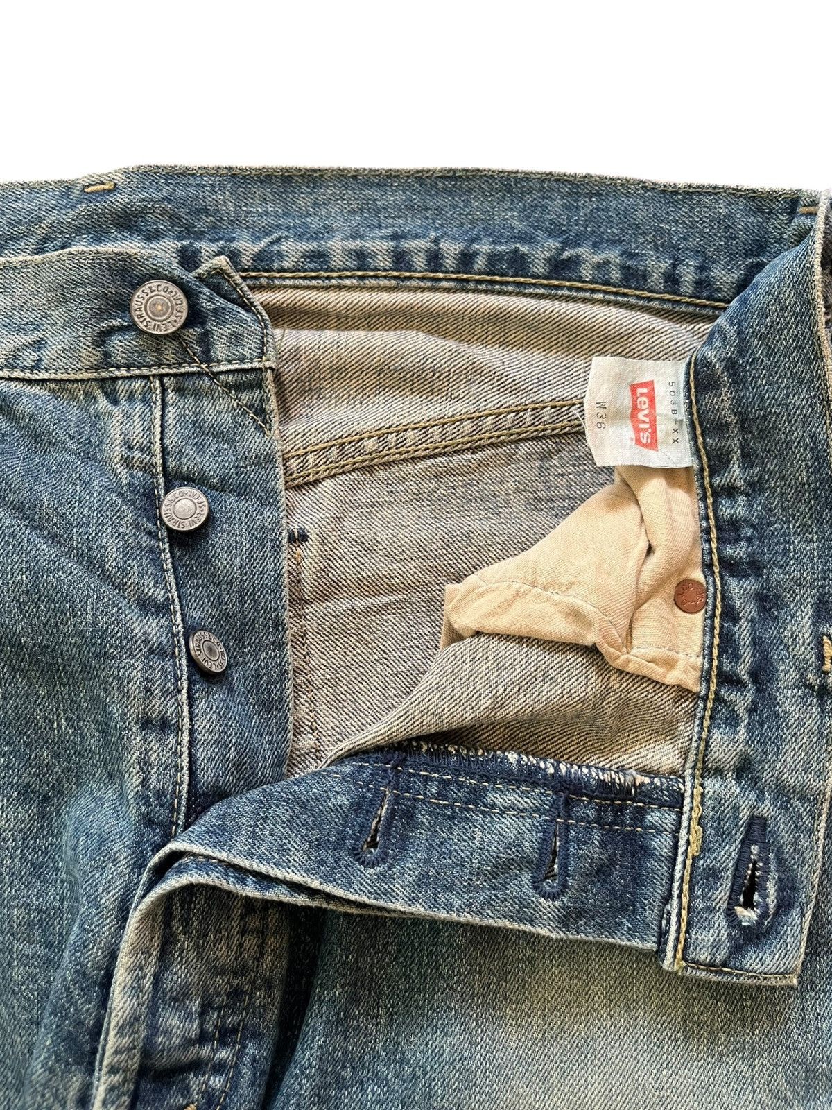 Levi's Vintage 80s Levis 503B Big E Selvedge Mud Wash Baggy Jeans Size US 33 - 5 Thumbnail
