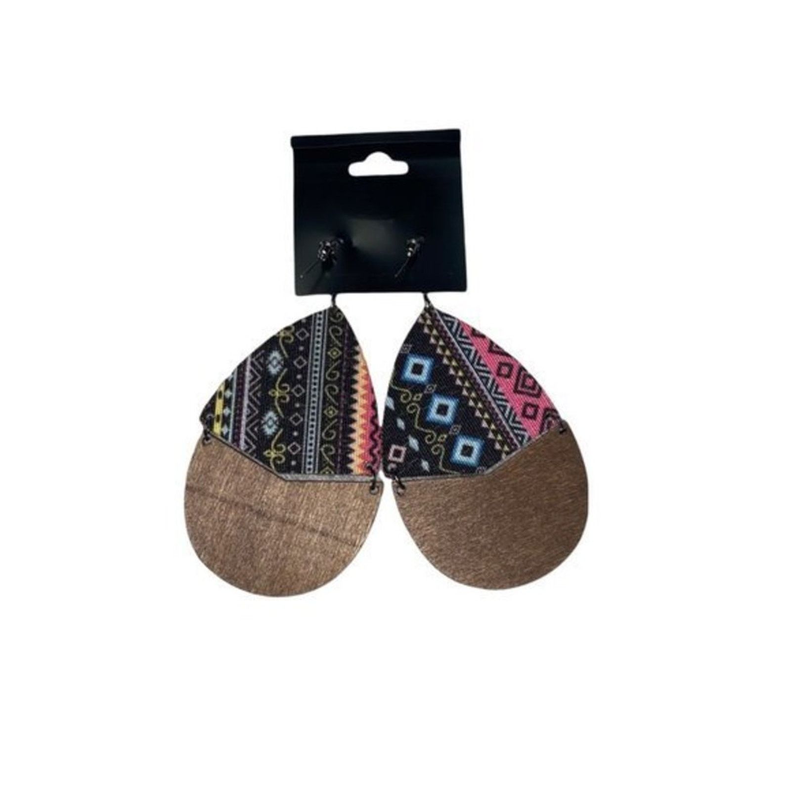 Other NWT Wooden Fabric Covered Boho Aztec Dangle Earrings Size ONE SIZE - 4 Thumbnail