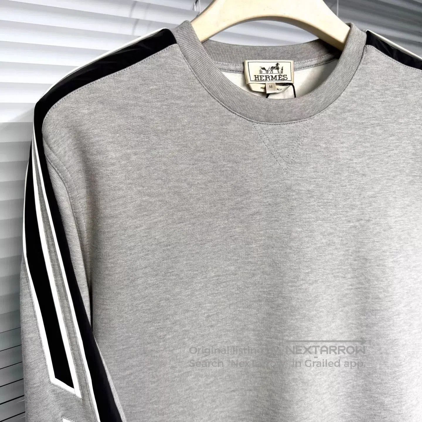 Hermes Gray Long Sleeve Sweatshirt with Striped Sleeves. Size US M / EU 48-50 / 2 - 3 Thumbnail