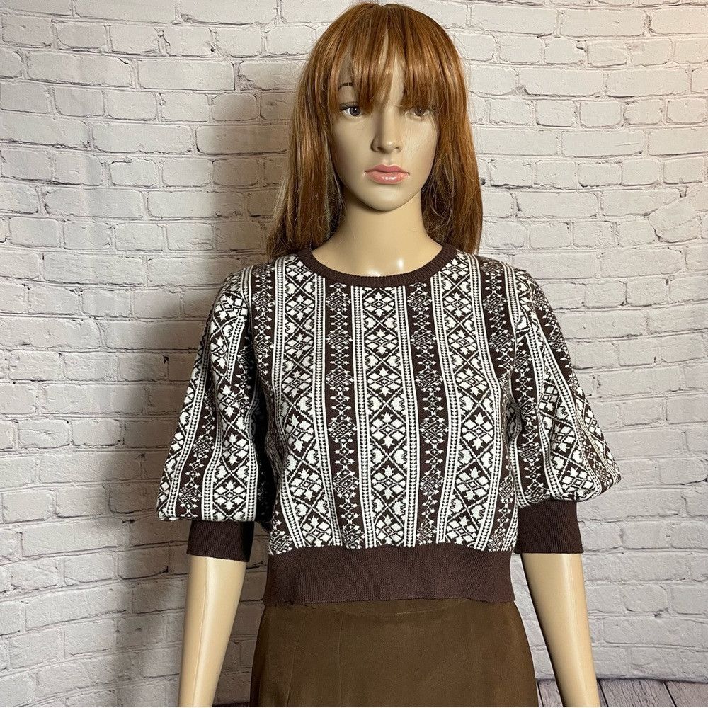 Other NWT New $165 Le Civique Knit 3/4 Puff Sleeve Brown Sweater Size M / US 6-8 / IT 42-44 - 4 Thumbnail