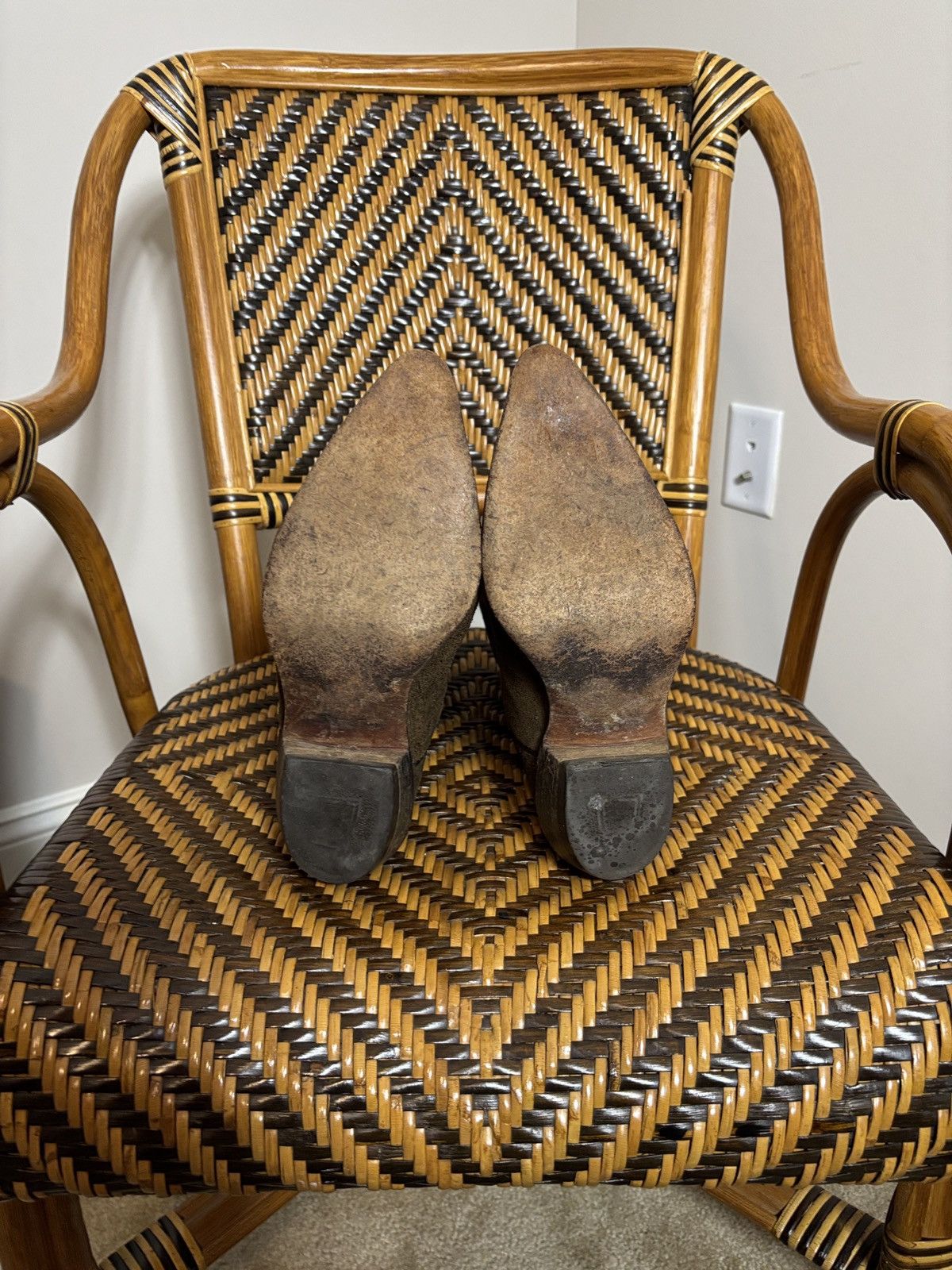 Vintage Vtg Men’s Acme Full Roughout Suede Cowboy Boots Sz 6.5 USA Size US 6.5 / EU 39-40 - 6 Thumbnail