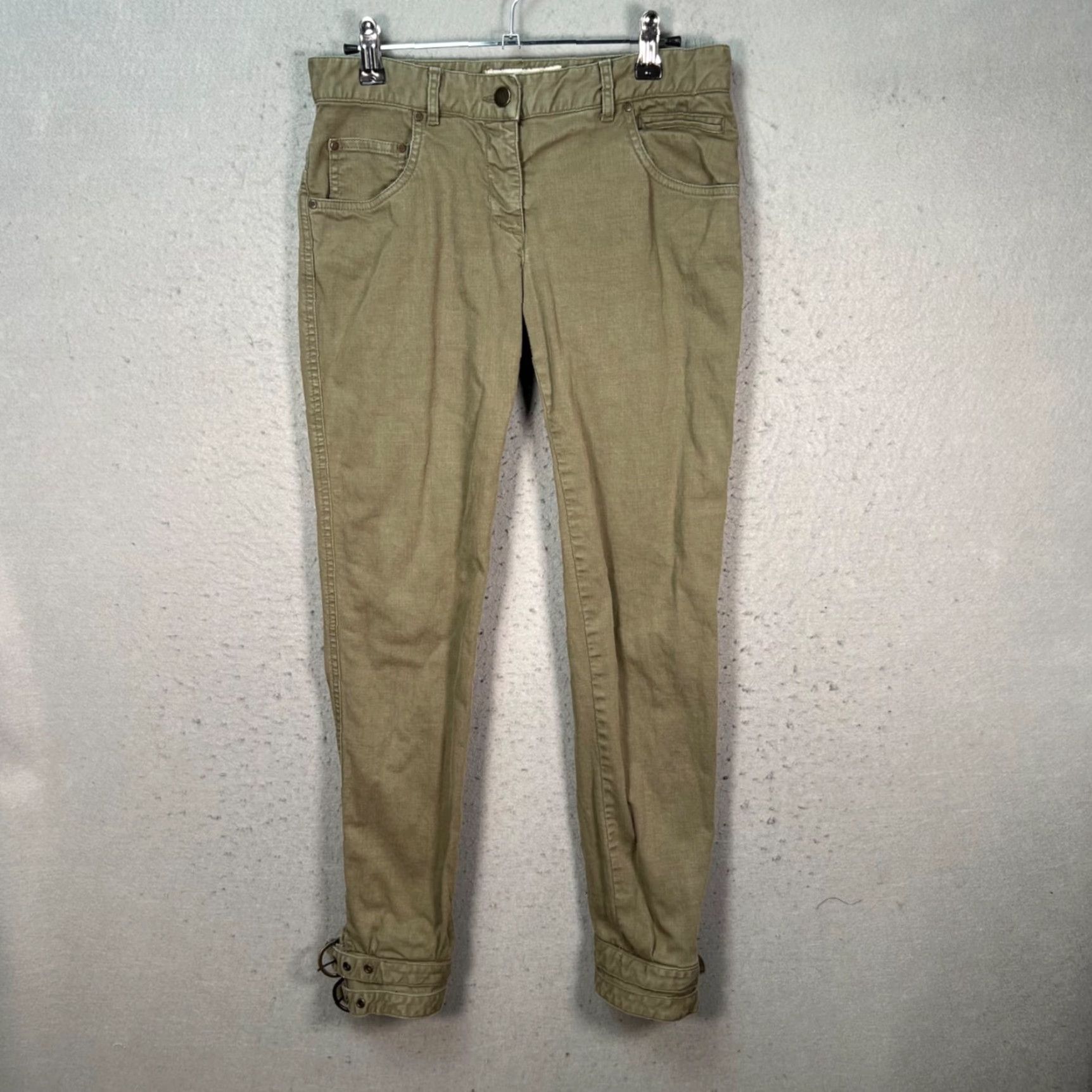 Stella McCartney Stella McCartney Olive Green Adjustable Cuff Tapered Leg Pants Womens 40 Green Chino Pockets Slim Fit/Flat Front 28in Inseam Spring Fall VINTAGE: No Size 27" / US 4 / IT 40 - 2 Thumbnail