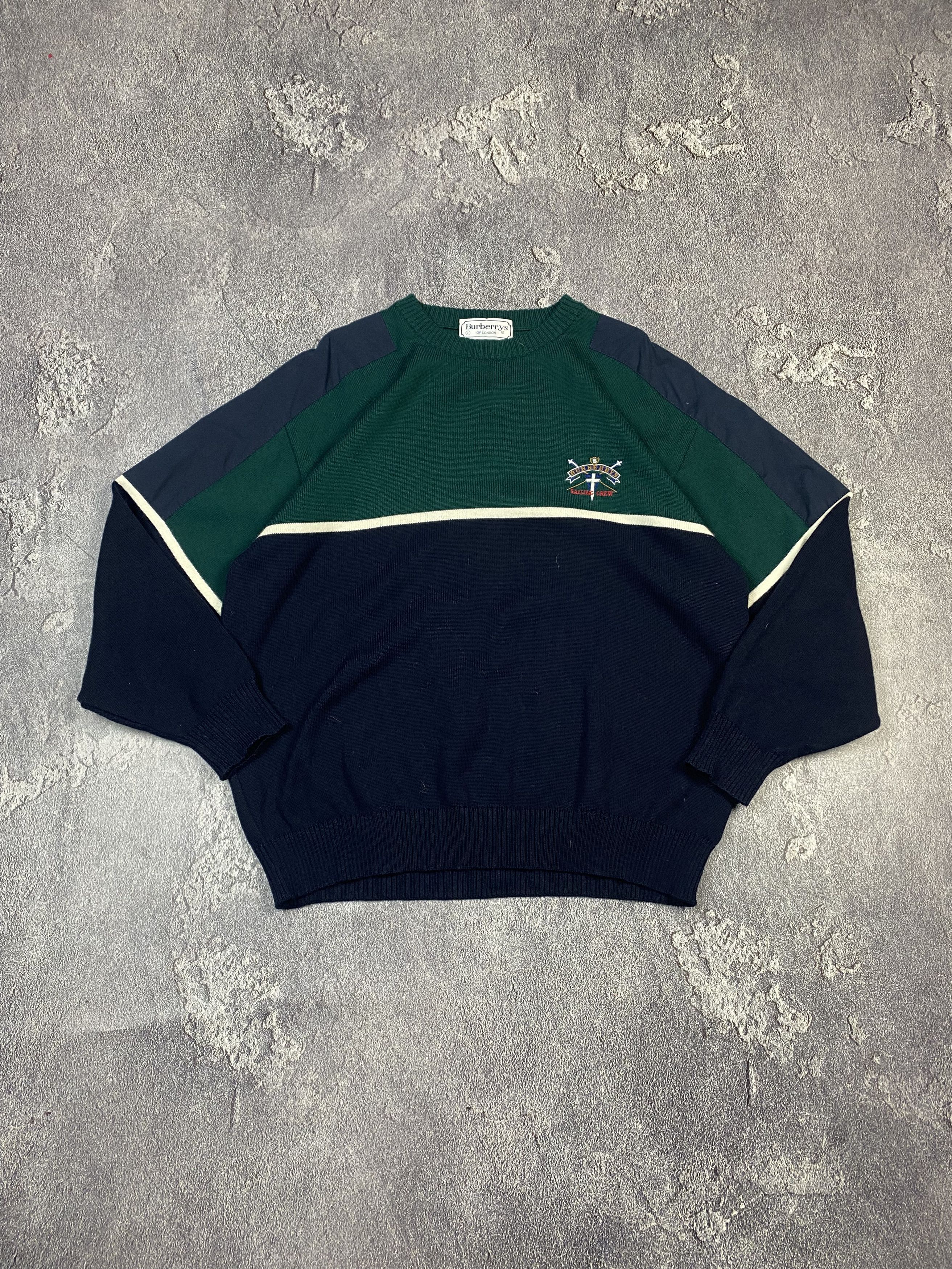 Burberry Vintage 90s Burberrys London Saling Crew Green Sweater Size US XL / EU 56 / 4 - 6 Thumbnail