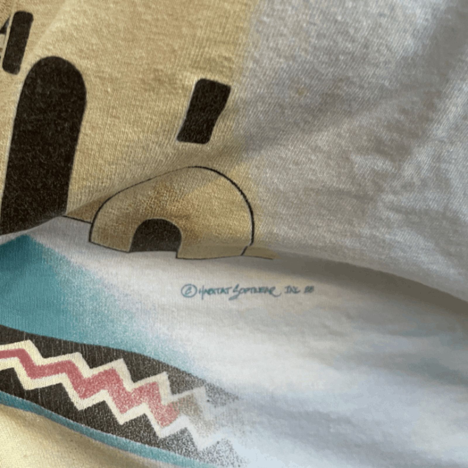 Habitat × Vintage VTG Graphic Tee | Habitat White Pueblo Desert Print Size US L / EU 52-54 / 3 - 5 Thumbnail