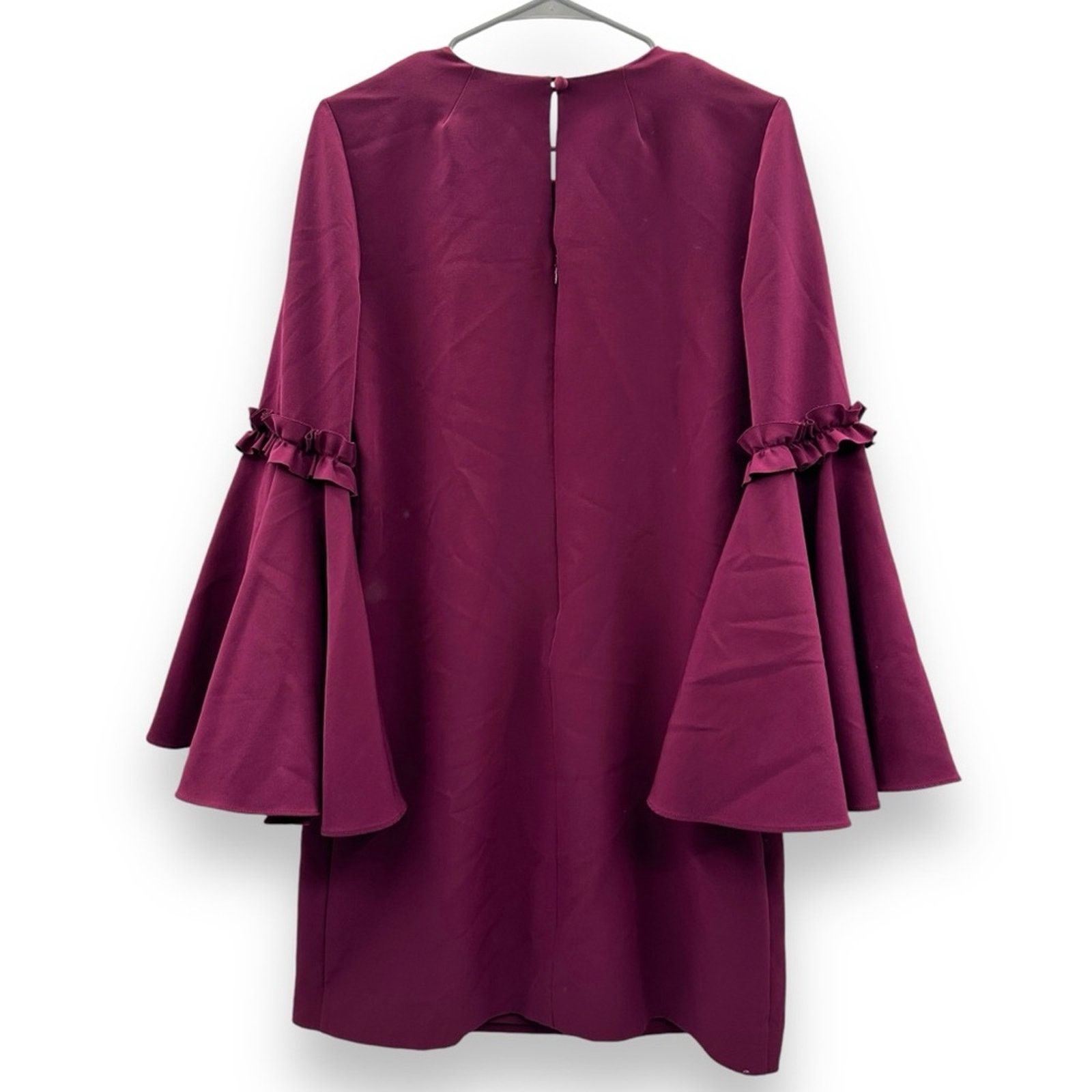 MILLY RTR Milly Cady Large Bell Ruffle Sleeve Wine Mini Dress Sz 8 Size M / US 6-8 / IT 42-44 - 7 Thumbnail