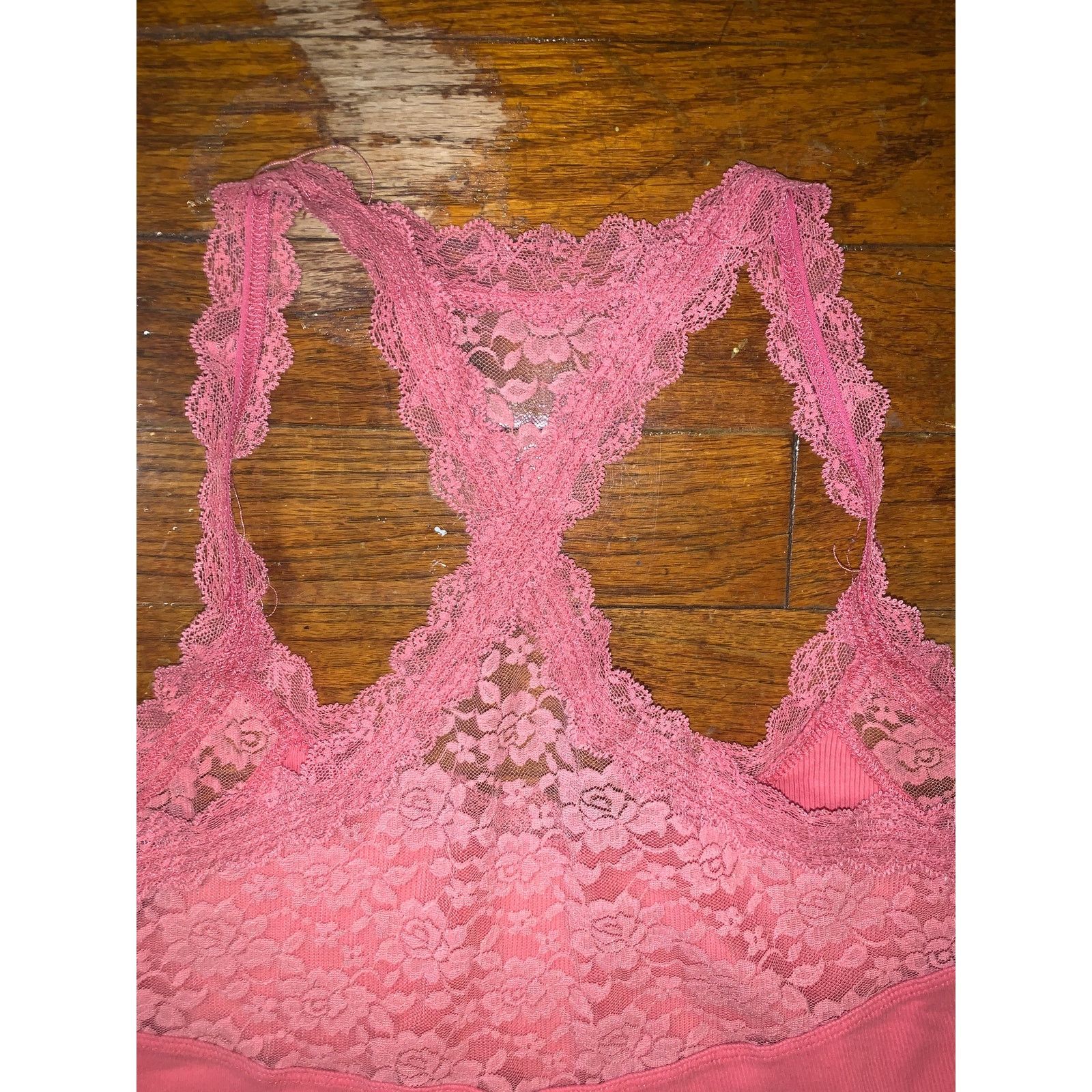 Abercrombie & Fitch Abercrombie & Fitch Pink Lace Trim Tank Top Large Y2K Cami Size L / US 10 / IT 46 - 5 Thumbnail