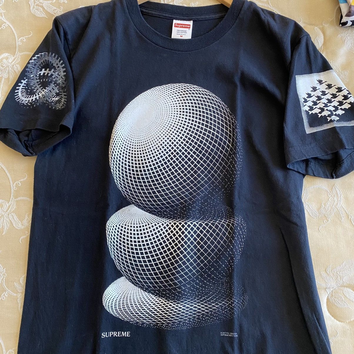 Supreme Supreme MC Escher Three Spheres T-Shirt Black 2017 Size US M / EU 48-50 / 2 - 7 Thumbnail