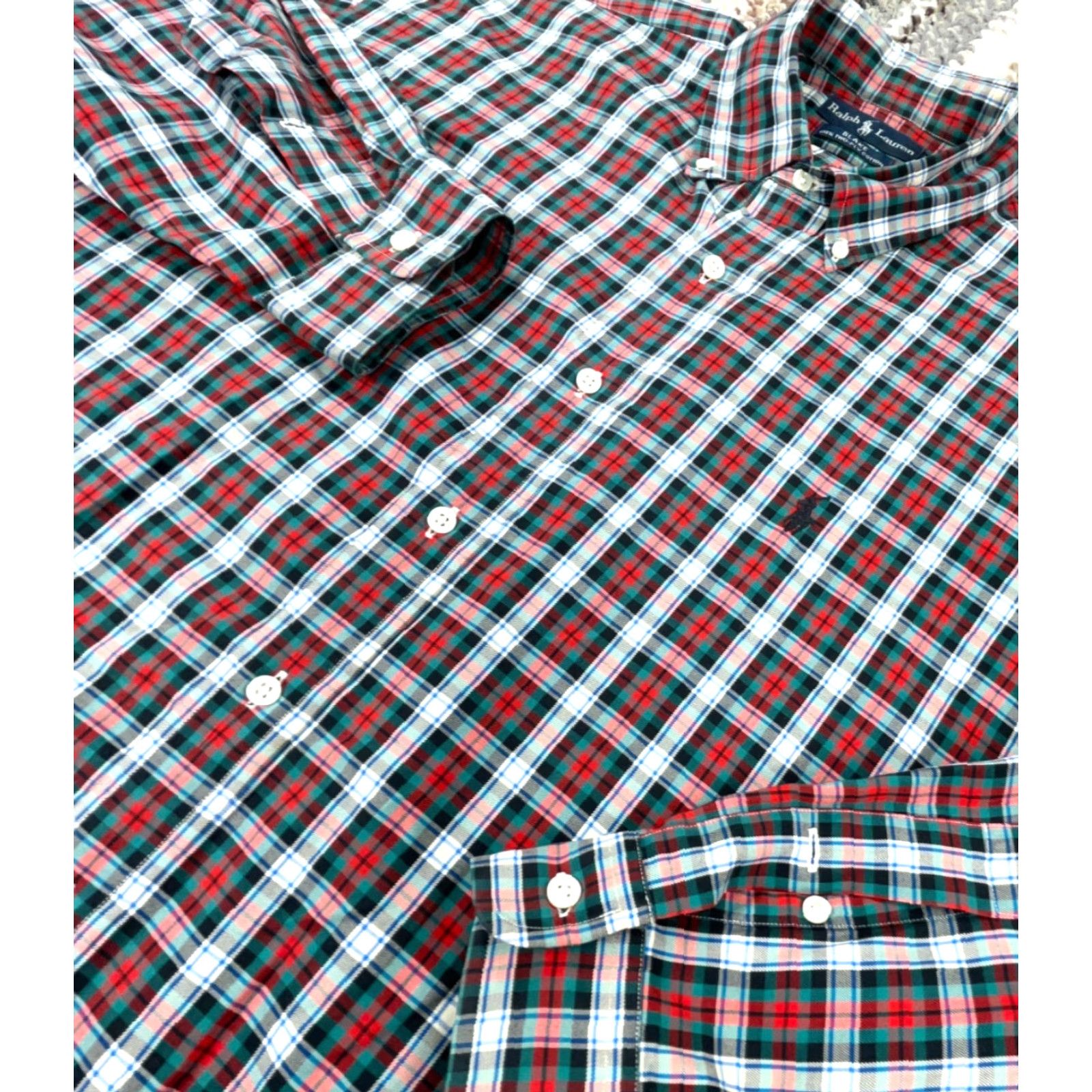 Ralph Lauren VINTAGE Ralph Lauren Men Shirt Large Red Blue Plaid Button-Up All Seasons Fall Spring Summer Winter Size US L / EU 52-54 / 3 - 3 Thumbnail