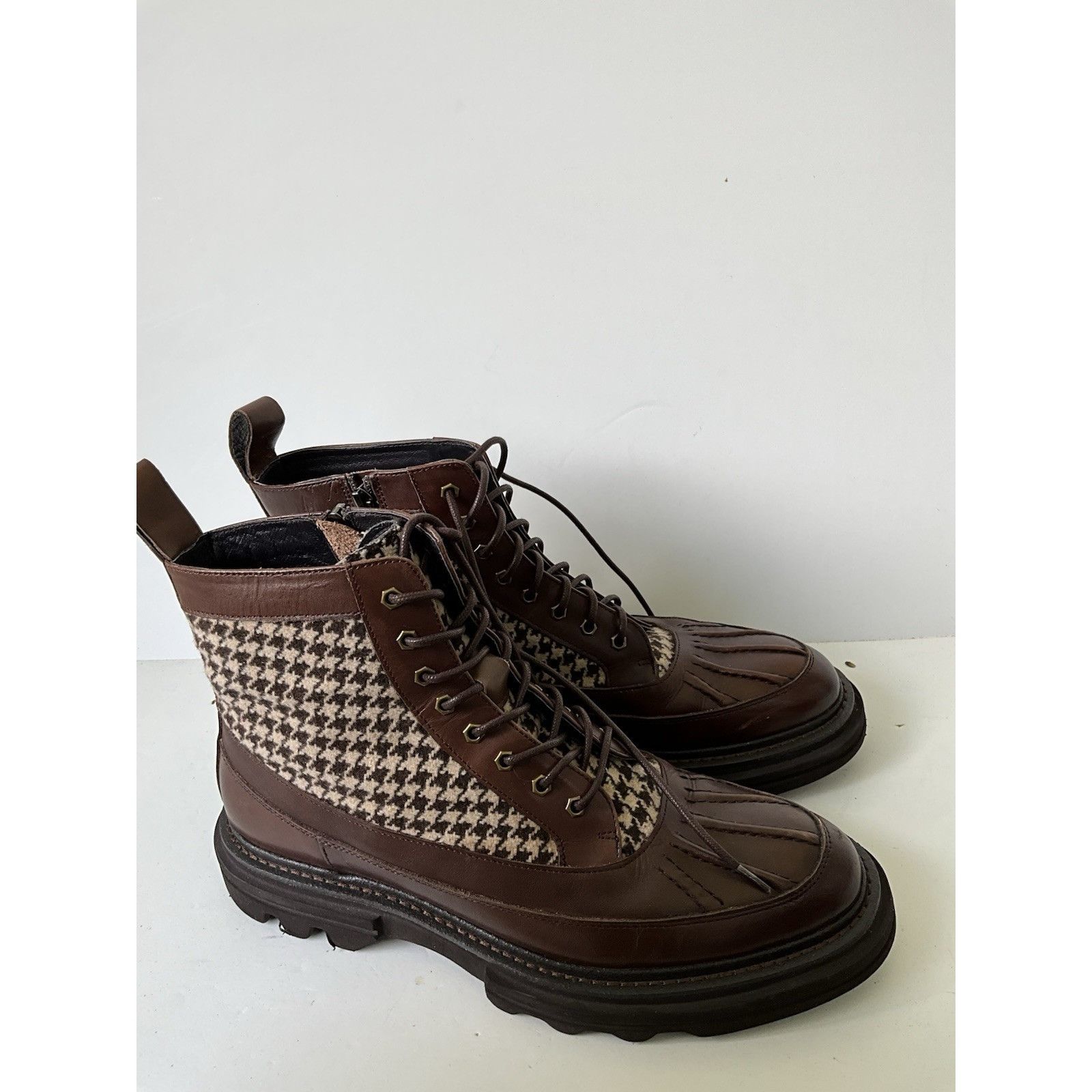 Other Marc Nolan Odin Leather Houndstooth Combat Boot Lace-Up Side Size US 9 / EU 42 - 9 Thumbnail