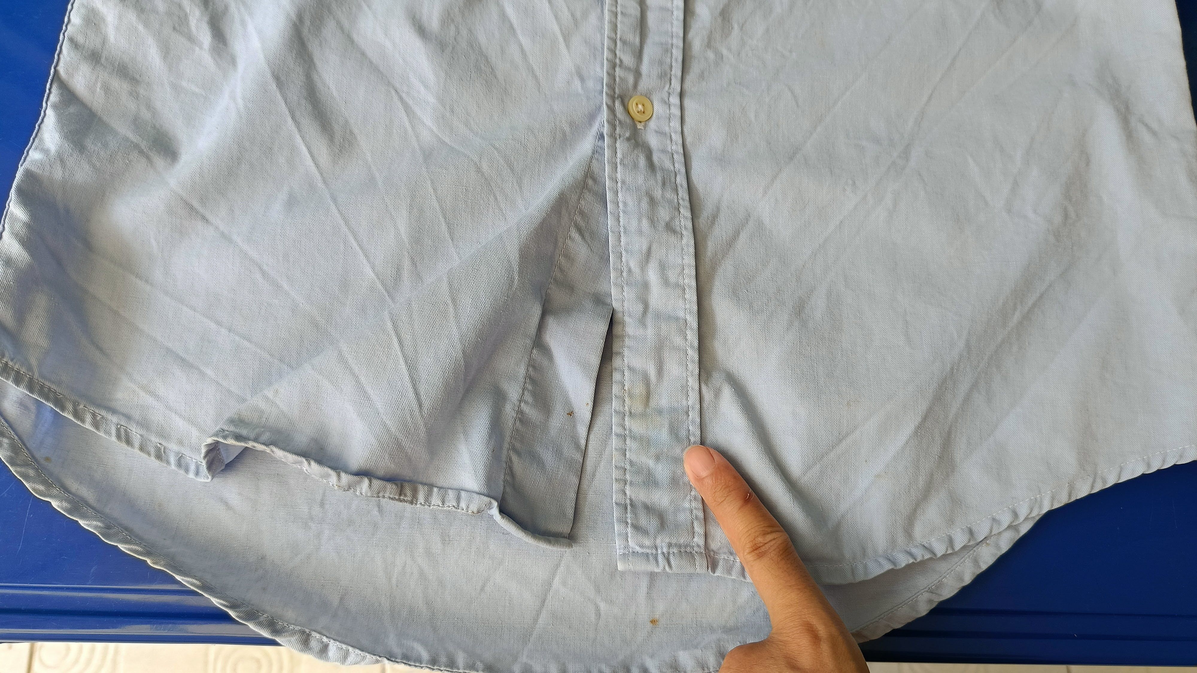 45rpm 45RPM NMD studio by R 90's solid blue stains shirt Size US S / EU 44-46 / 1 - 13 Thumbnail