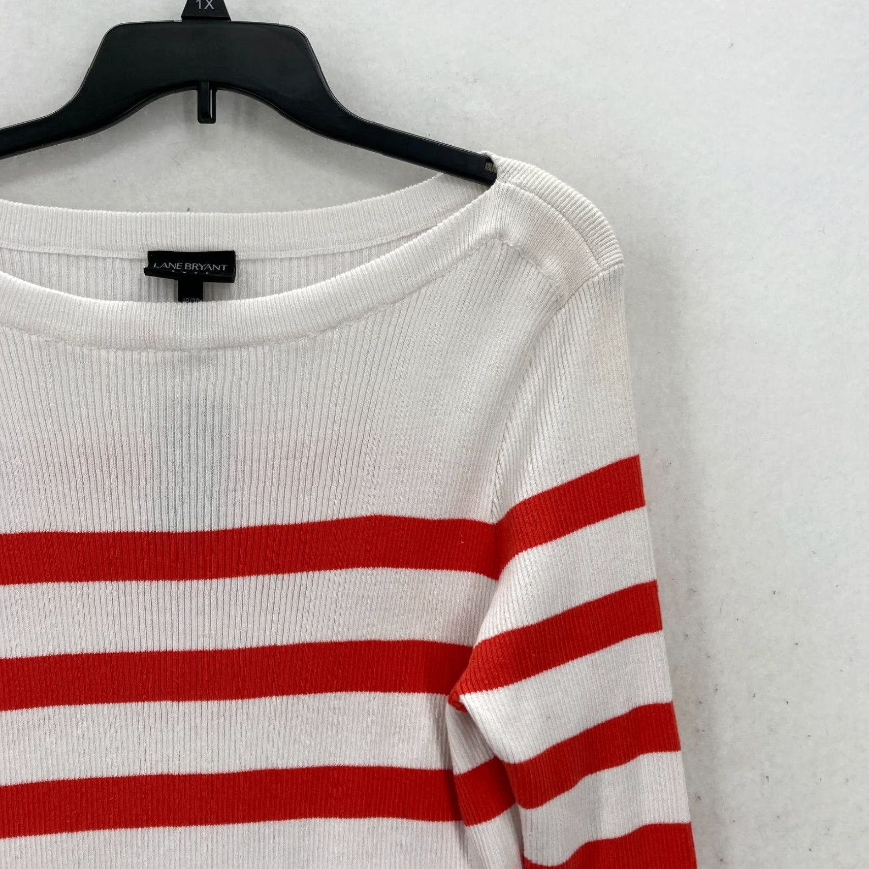 Vintage Lane Bryant Sweater 18/20 Red White Striped Boat Neck Button Nautical NWT Size XXL / US 16-18 / IT 52-54 - 2 Thumbnail