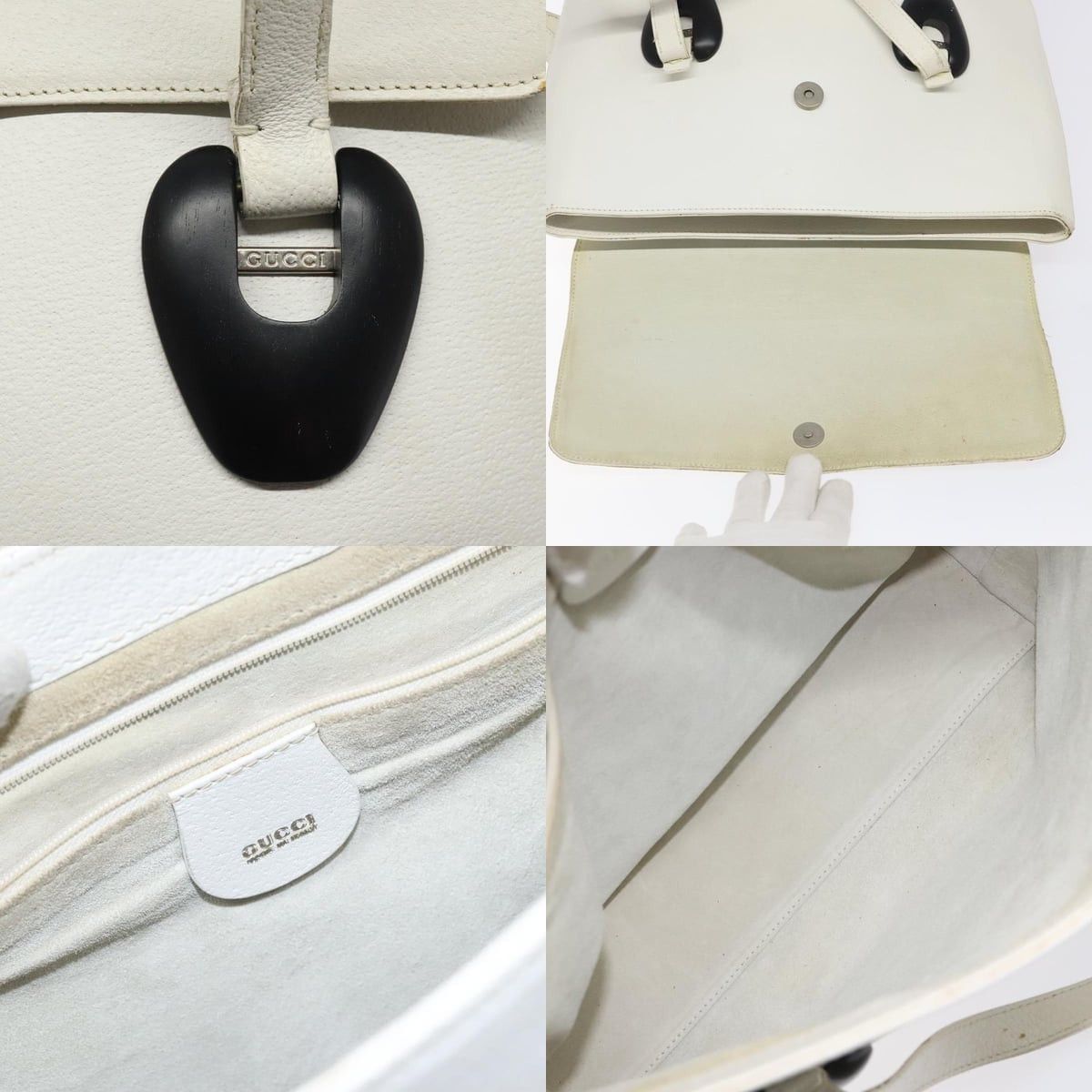 Gucci GUCCI Tote Bag Leather White Silver Size ONE SIZE - 11 Thumbnail