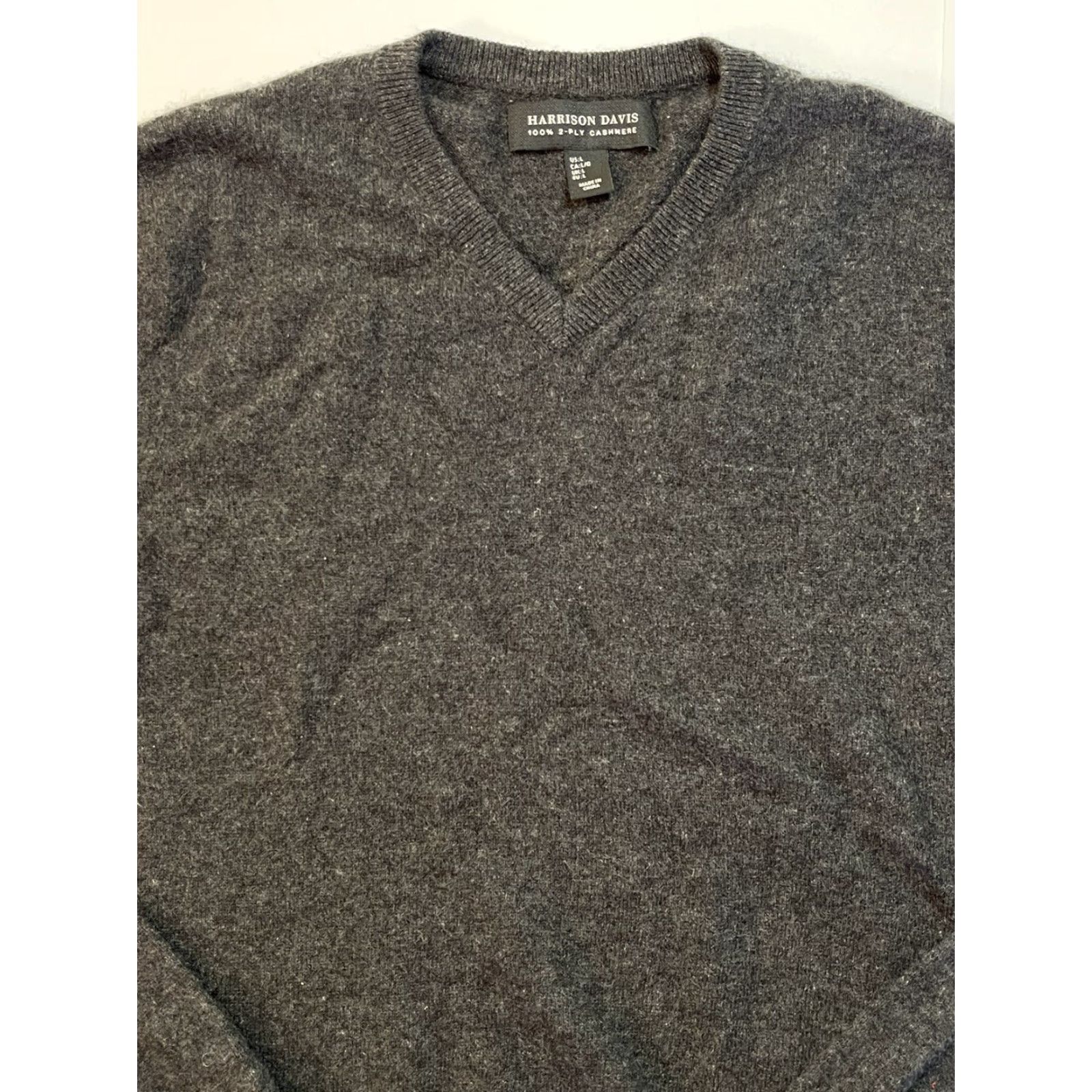 Vintage Harrison Davis Sweater Mens L Charcoal 100% Cashmere V-Neck Designer Casual Pullover Size US L / EU 52-54 / 3 - 2 Thumbnail