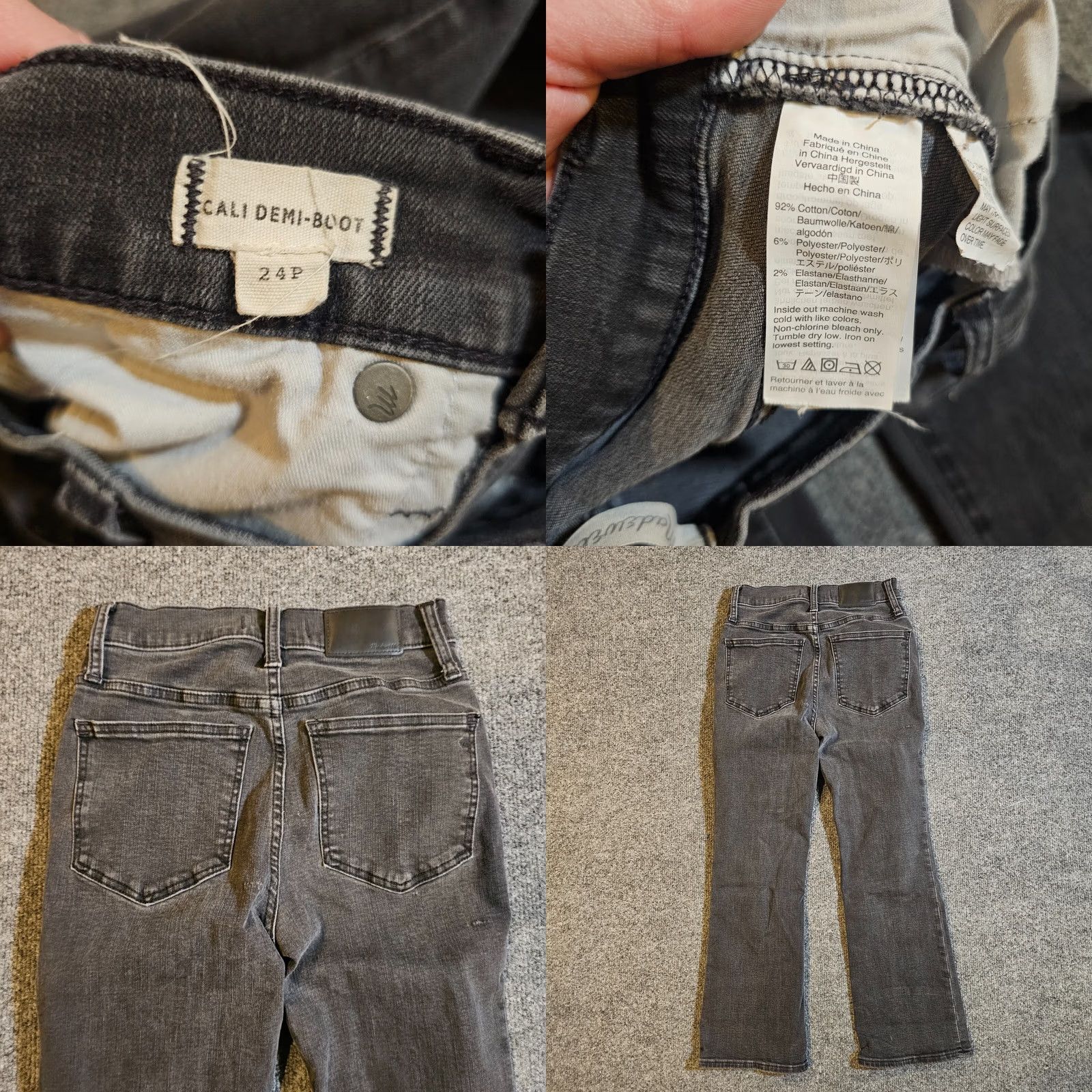 Madewell Madewell Jeans Womens 24 Petite Black Button Fly Demi Boot Stretch Casual Basic Size 42" / US 20 - 8 Thumbnail