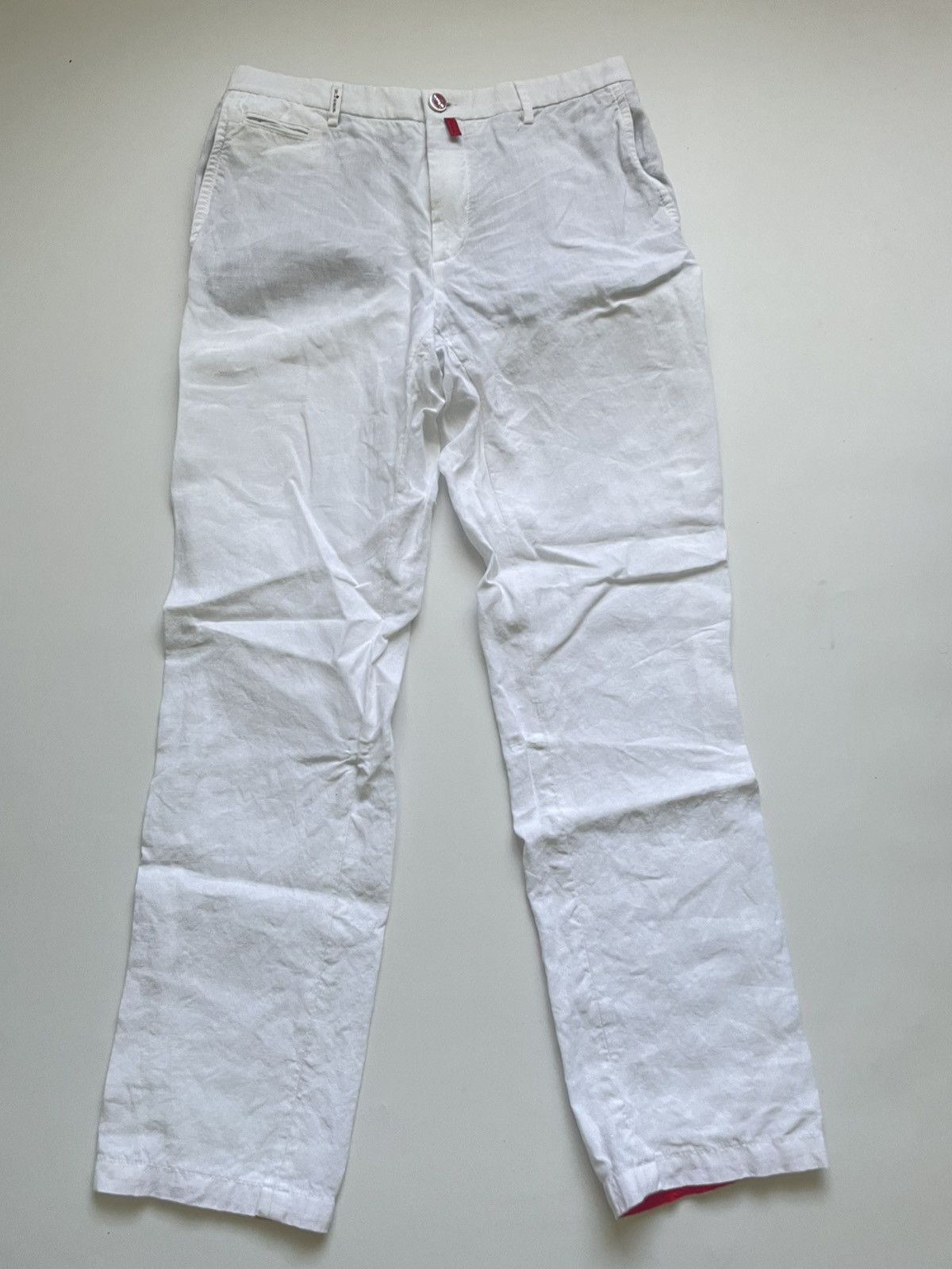 Kiton Kiton White Linen Pants Luxury Casual Trousers M Size US 33 - 1 Thumbnail
