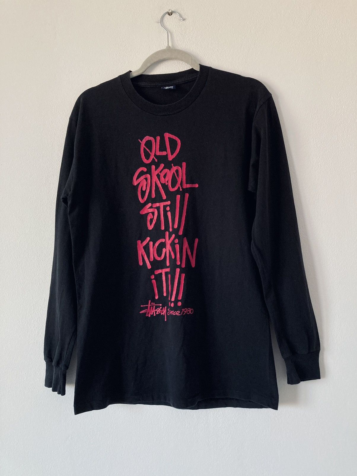【OLD STUSSY】Stussy Old Skool Still Kickin' It Tee VTG Stussy Old Skool Still Kickin' It Pink Long Sleeve