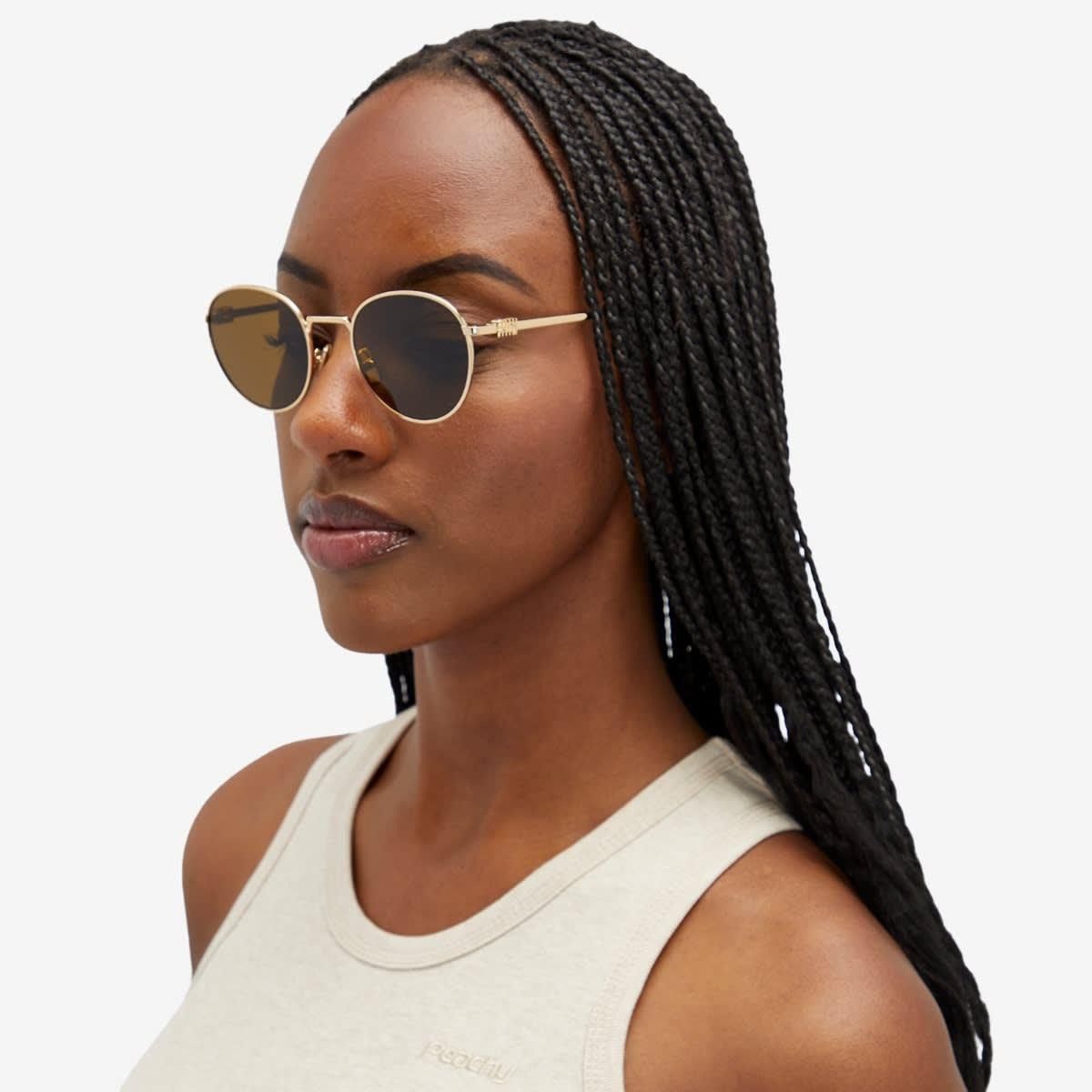 Miu Miu NEW Miu Miu MU55ZS 5AK07O Round Unisex Sunglasses 0MU 55ZS Size ONE SIZE - 3 Thumbnail