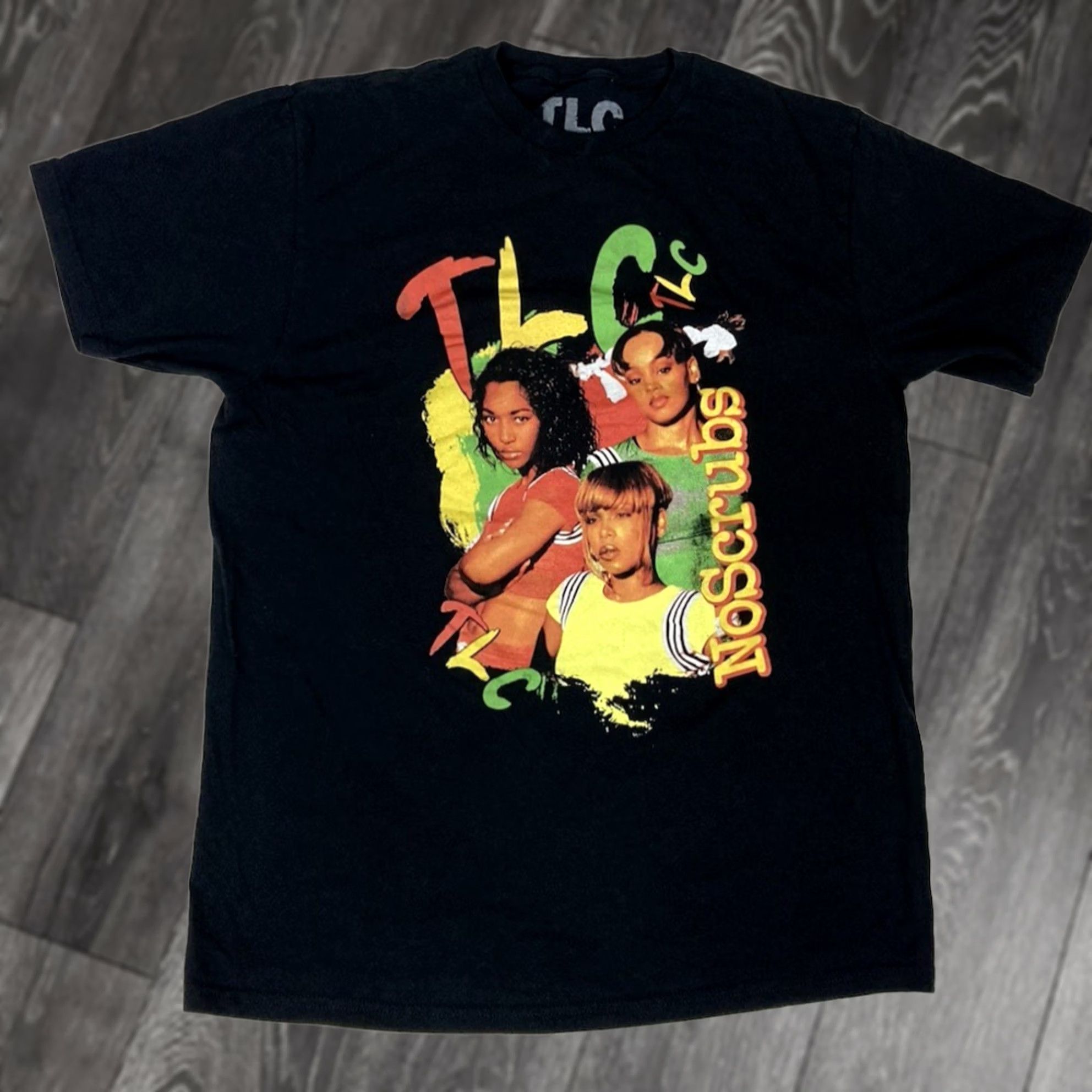 Vintage TLC Graphic T-shirt Men L Black Short Sleeve Crew Neck Music Retro Logo Shirt Size US L / EU 52-54 / 3 - 1 Thumbnail