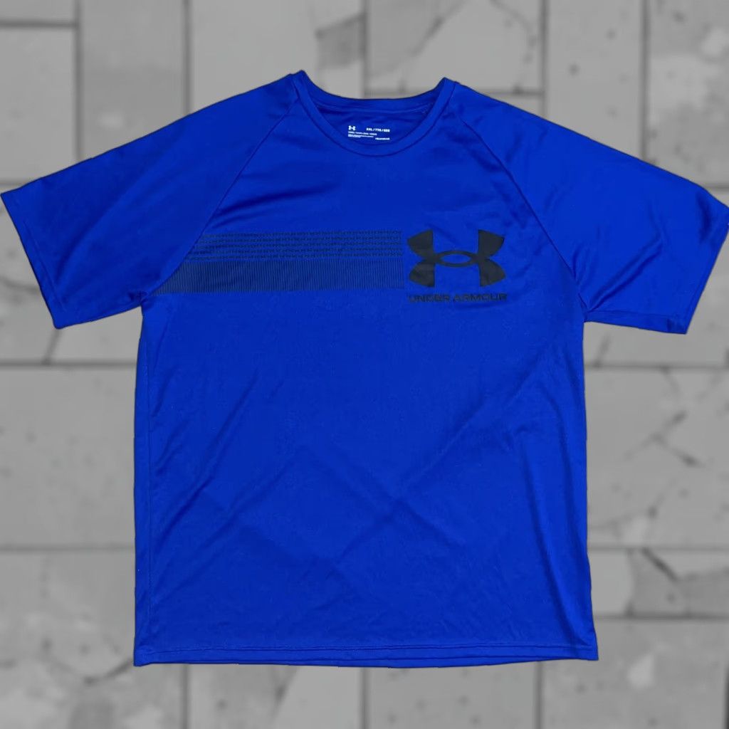 Under Armour Under Amour Blue Graphic T-Shirt Heat-gear Mens 2XL XXL Polyester Activewear Modern T-Shirt Blue Mens Heat-gear Under Armour Shirt 2XL Size US XXL / EU 58 / 5 - 1 Thumbnail