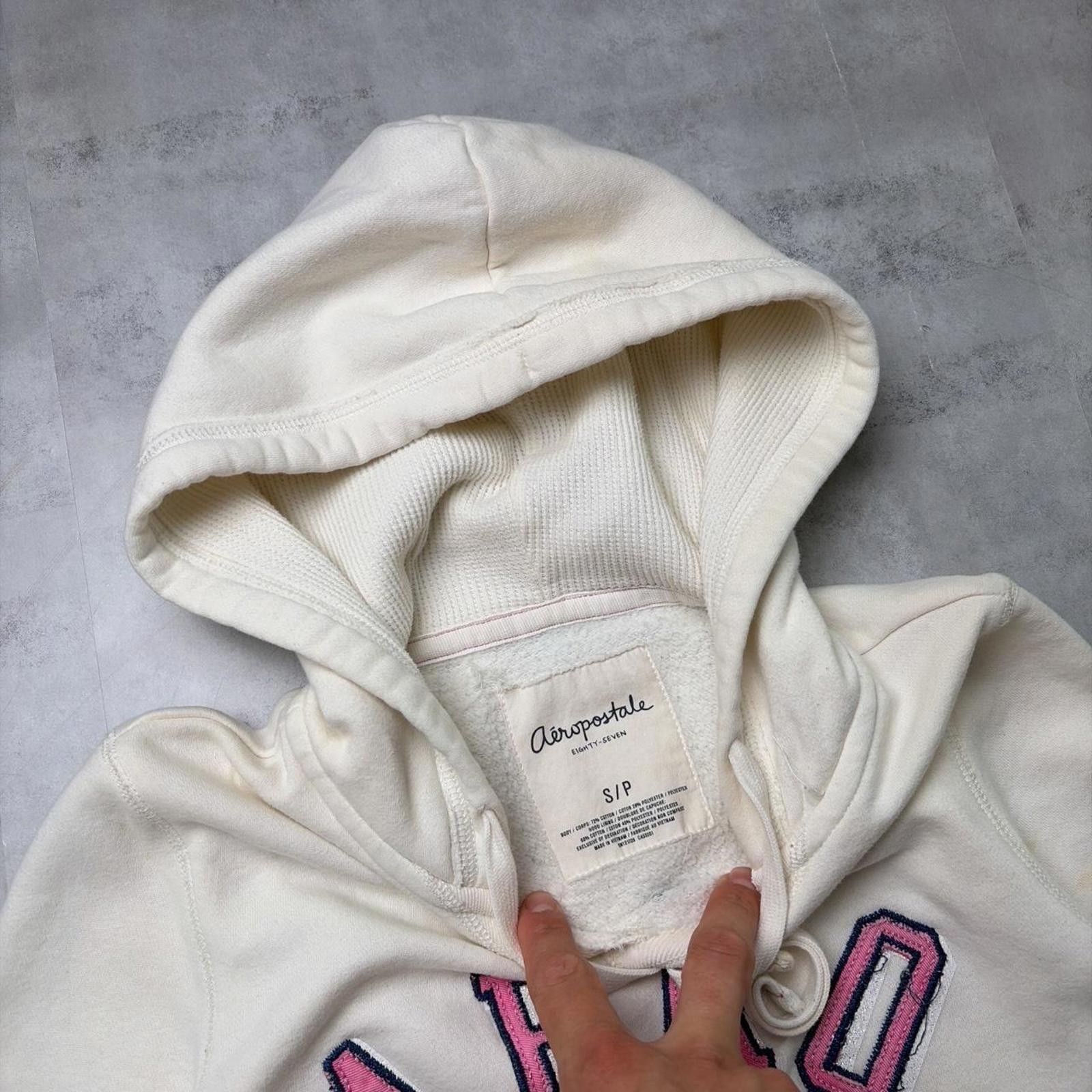 Aeropostale Y2K White Aeropostale Grunge Skater Thermal Hoodie Size S / US 4 / IT 40 - 7 Thumbnail