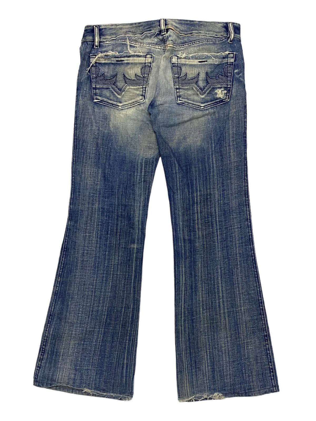 14th Addiction × If Six Was Nine × Le Grande Bleu (L.G.B.) Flare Diesel Low Rise Mud Washed Light Whisker Distressed Size US 30 / EU 46 - 10 Thumbnail