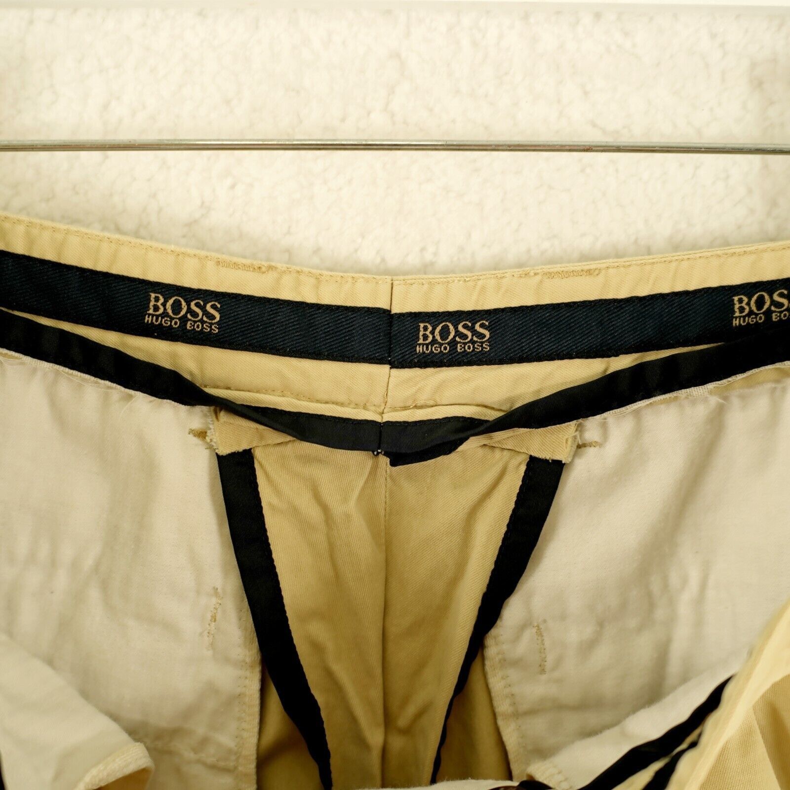 Hugo Boss Hugo Boss King Cream Yellow Pleated High Rise Cotton Chino P Size US 32 / EU 48 - 6 Thumbnail