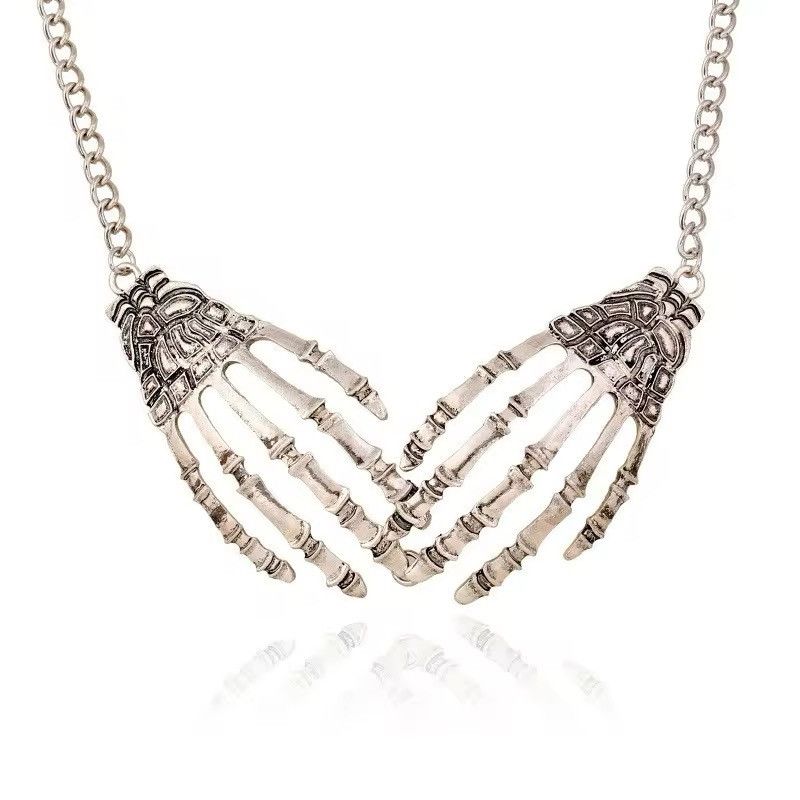 Jewelry × Vintage Gothic Punk Skeleton Hand Pendant Necklace Size ONE SIZE - 6 Thumbnail