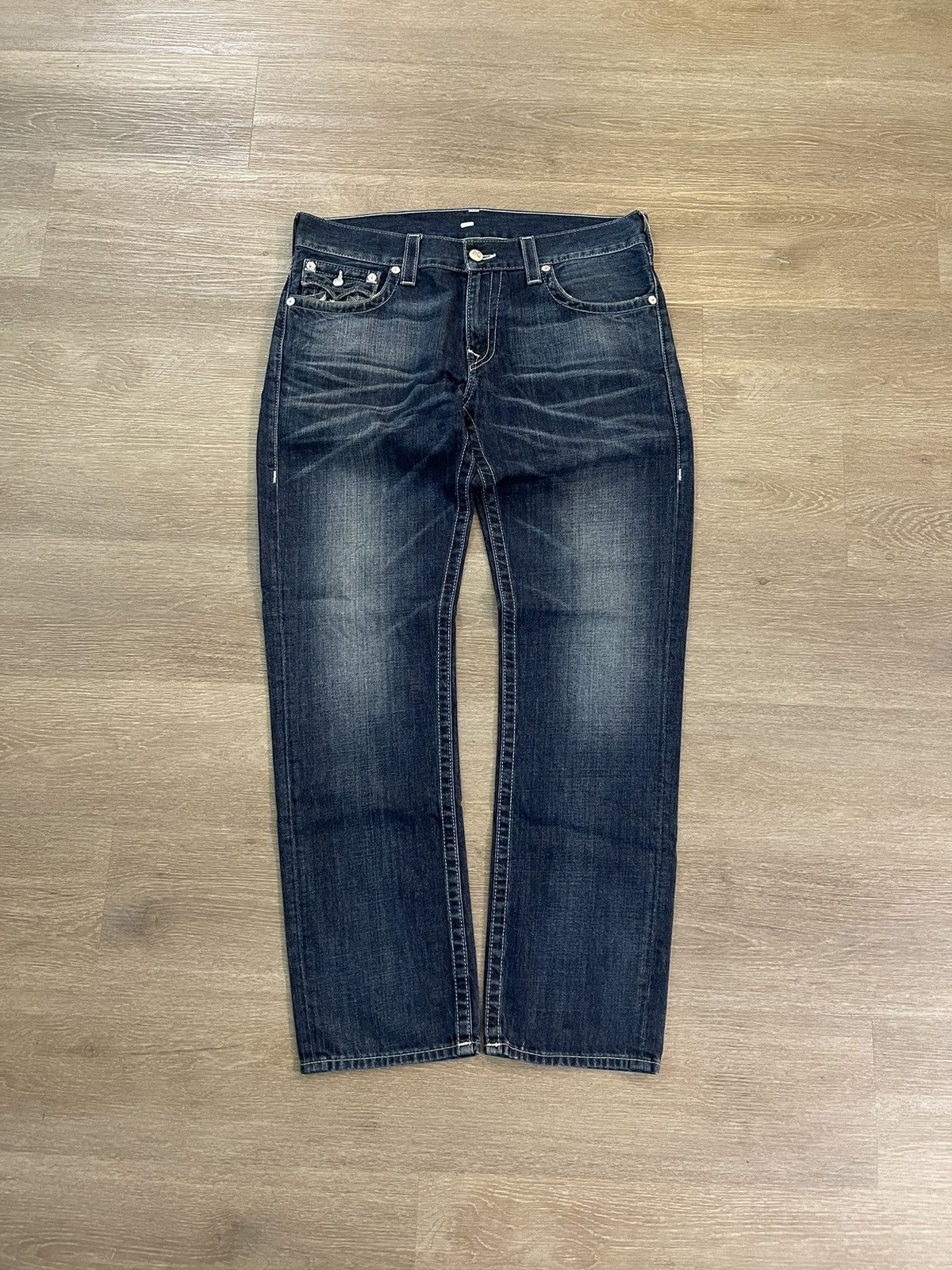 True Religion × Vintage VINTAGE TRUE RELIGION SLIM FIT THICK STITCH DENIM JEANS Size US 38 / EU 54 - 3 Thumbnail
