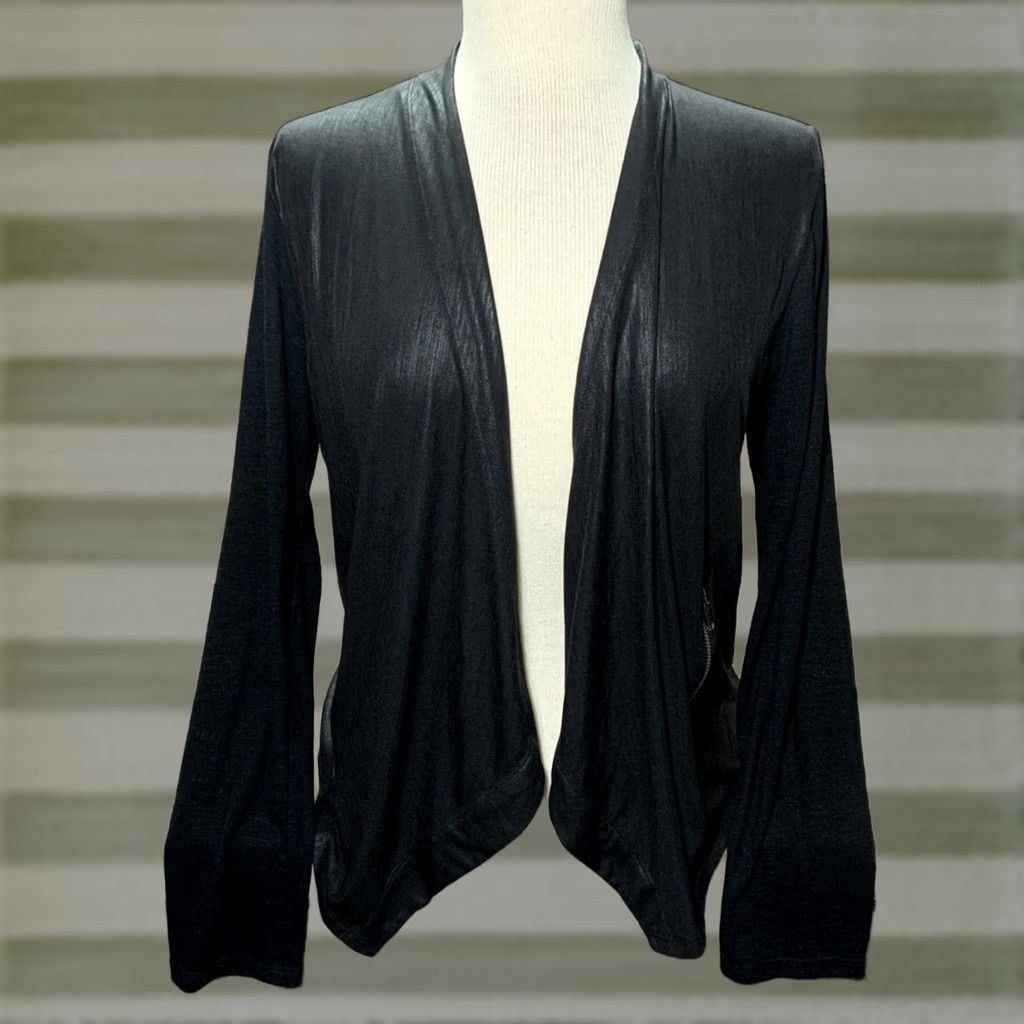 Calvin Klein Calvin Klein Cardigan Open Front Size Medium 2 Front Zipper Pockets Long Sleeves Black Womens Sweater Cardigan Size M / US 6-8 / IT 42-44 - 1 Thumbnail