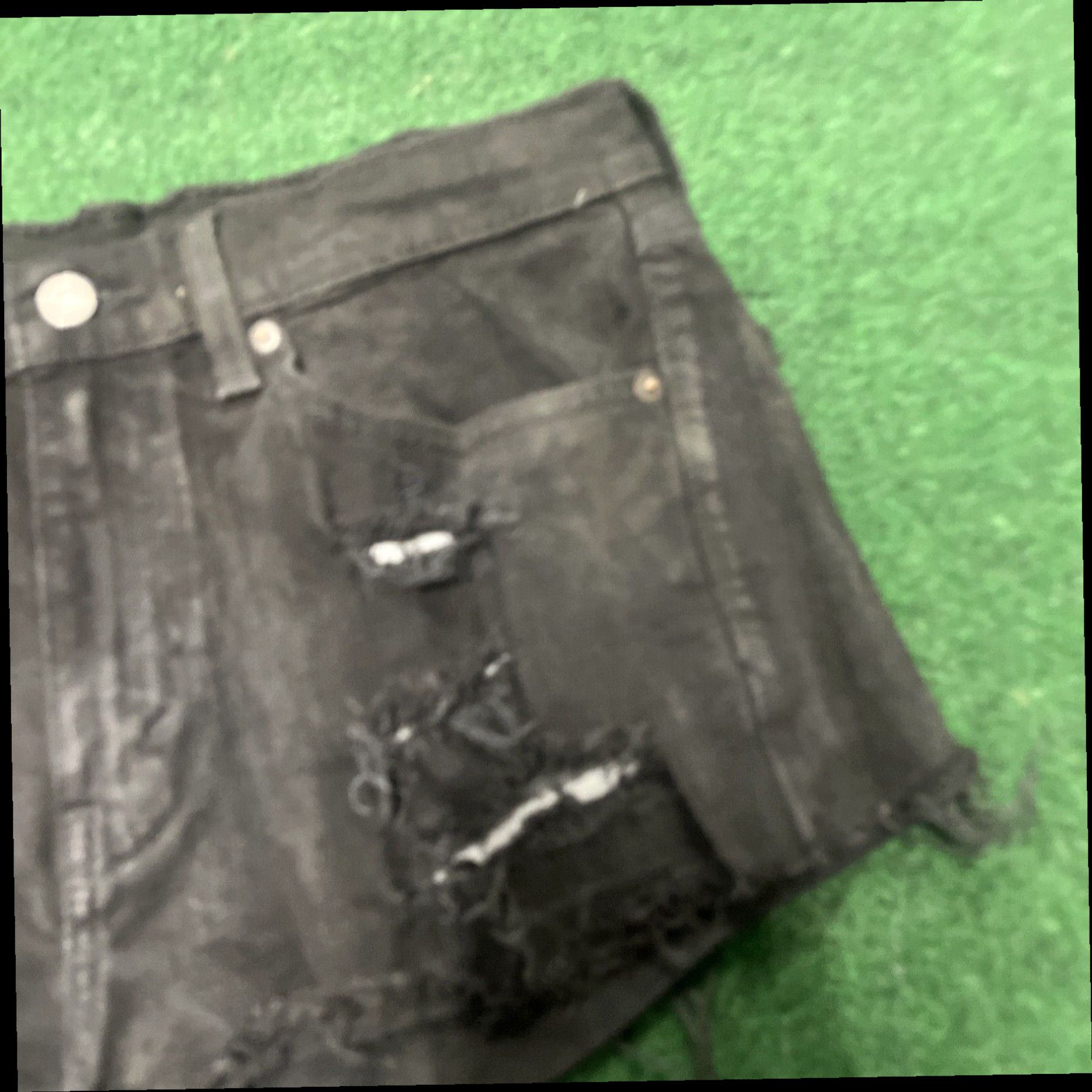 Levi's Vintage Levis 501 Black Distressed with Holes Cutoff 2" Jean Shorts Size 32 Size 24" / US 00 / IT 34 - 2 Thumbnail