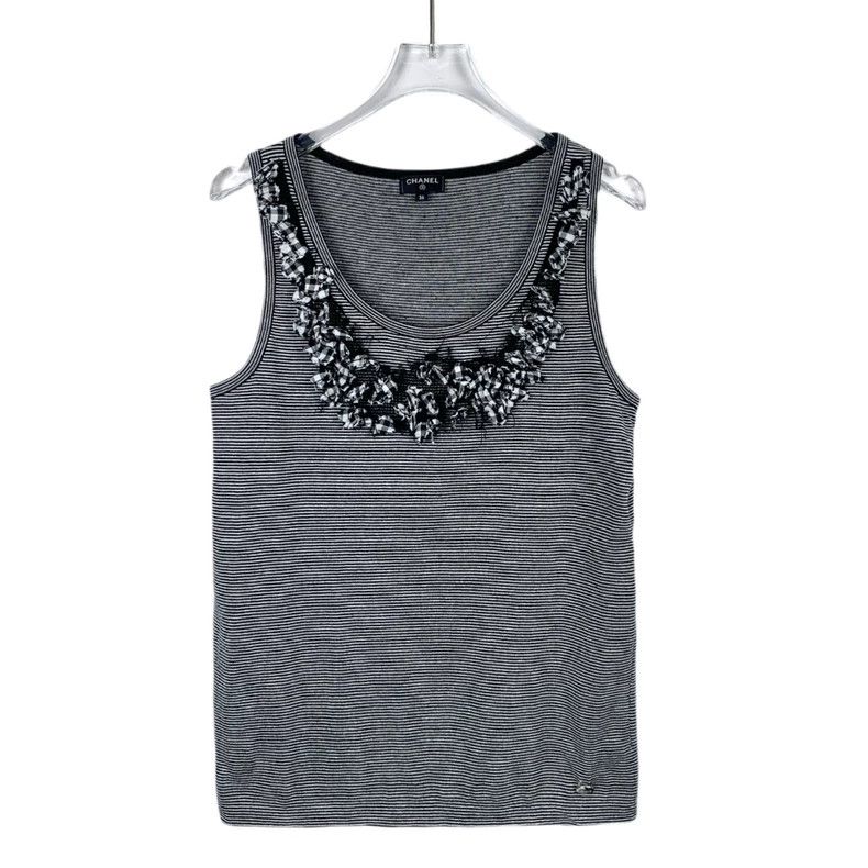 Chanel Chanel Black and White Striped Sleeveless Top-dmc Size XS / US 0-2 / IT 36-38 - 1 Thumbnail