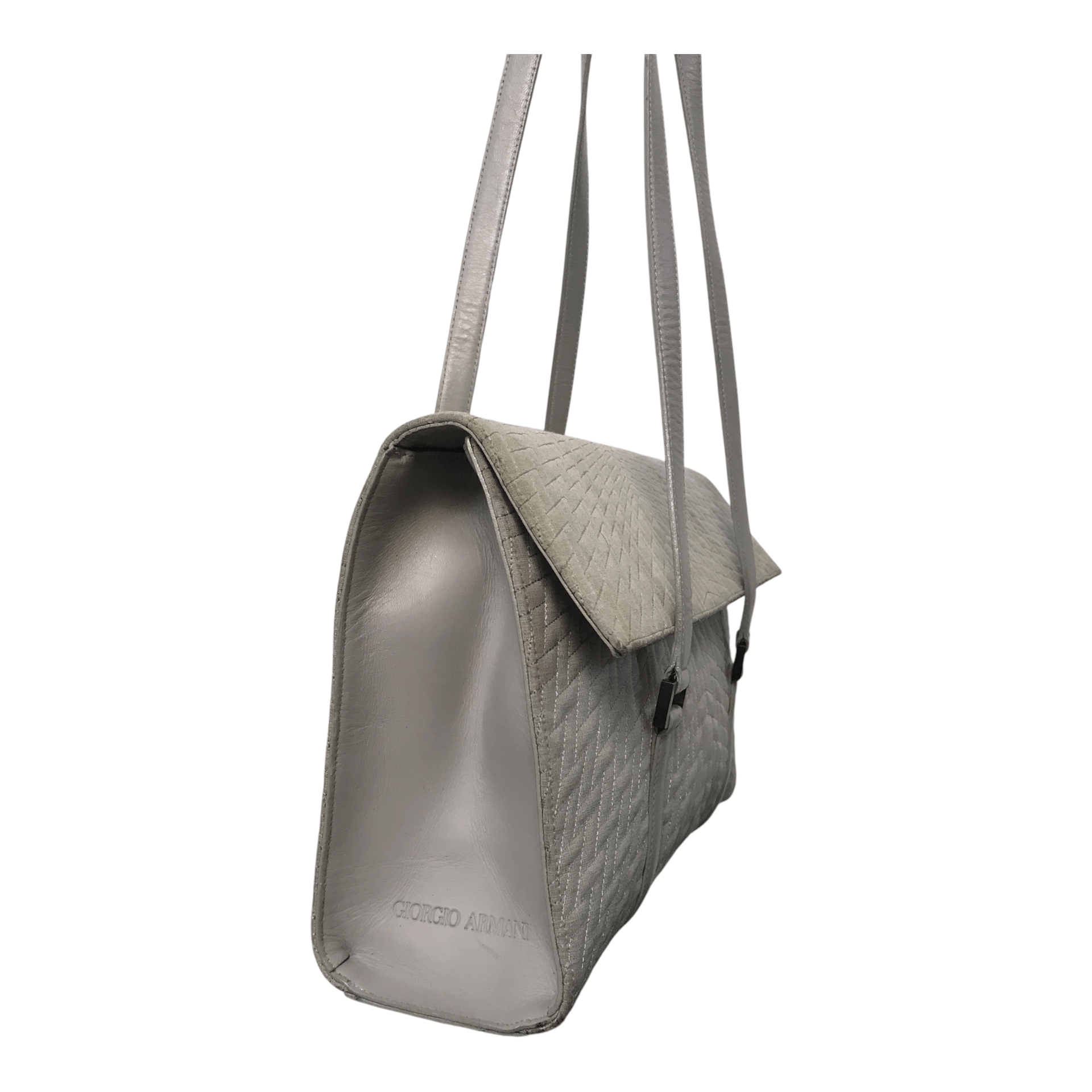 Armani × Emporio Armani × Giorgio Armani Giorgio Armani Gray Half Leather Shoulder Bag Size ONE SIZE - 4 Thumbnail