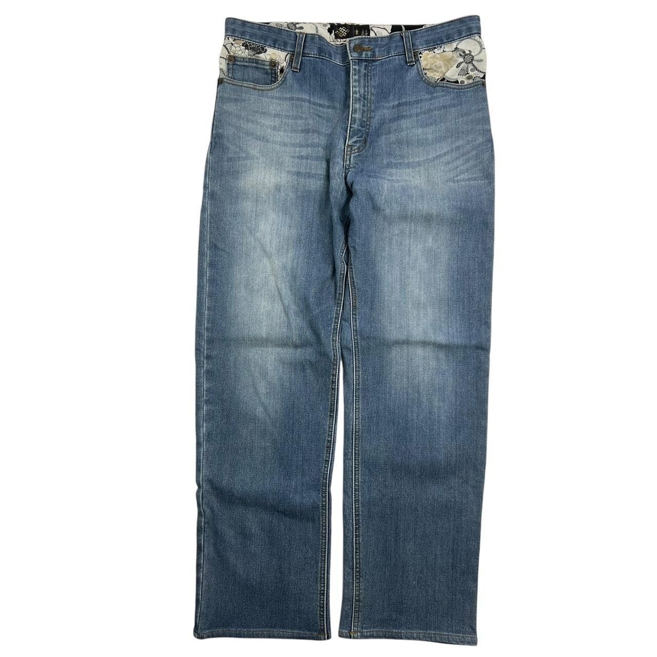Japanese Brand Vintage Embroidered Koi Fish Japanese Denim Jeans - Waist 35 Size US 35 - 2 Thumbnail