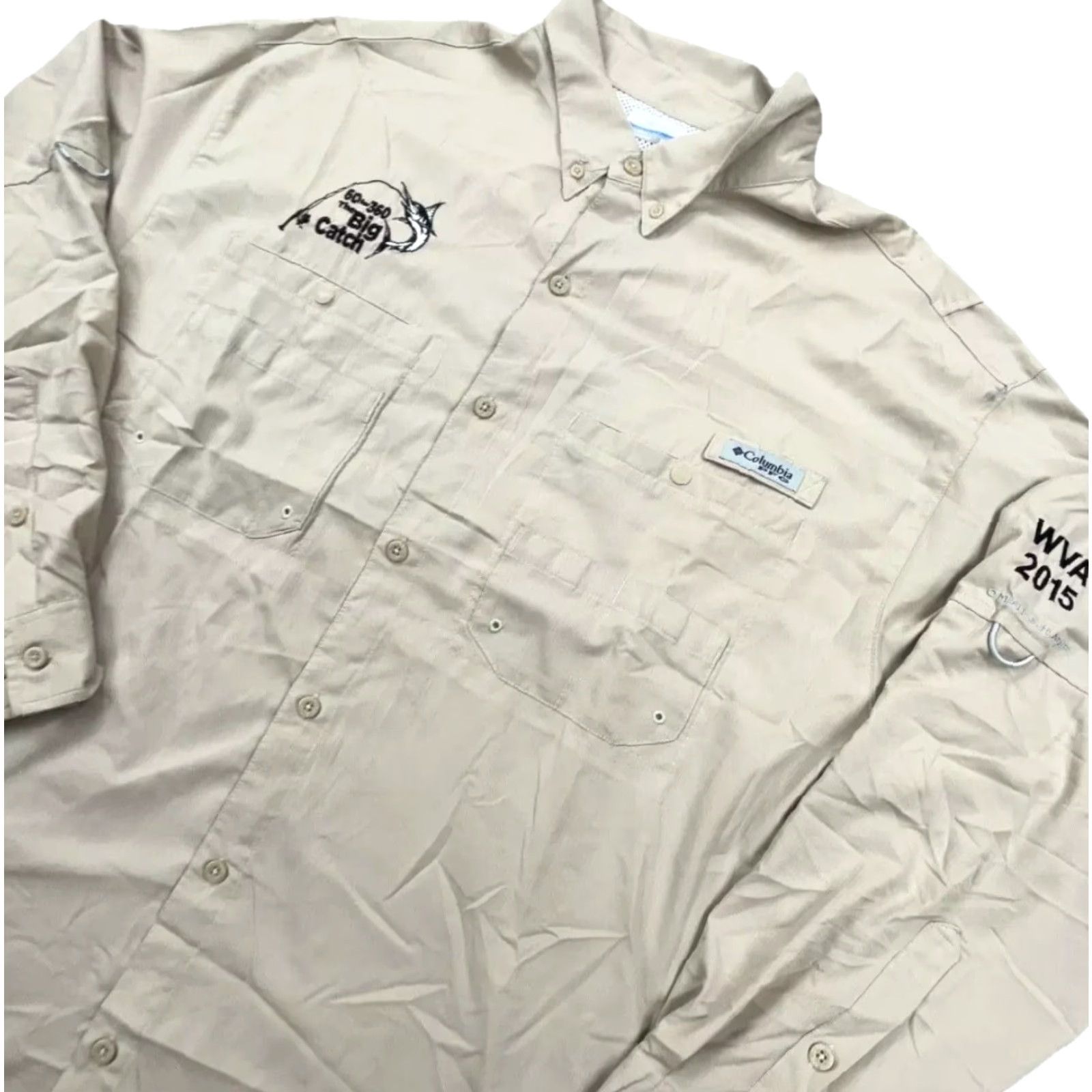Vintage Columbia PFG Shirt Men 2XL Tan Brown Button Up Camp Outdoors Fishing Adult Long Sleeve Solid Omni-Shade Size US XXL / EU 58 / 5 - 2 Thumbnail