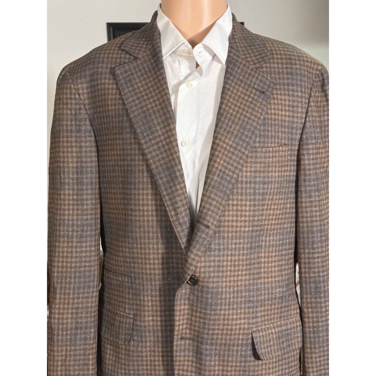 Brunello Cucinelli Brunello cucinelli Brown Rust Checked Blazer Tweed Cashm 40R Size 40R - 1 Thumbnail