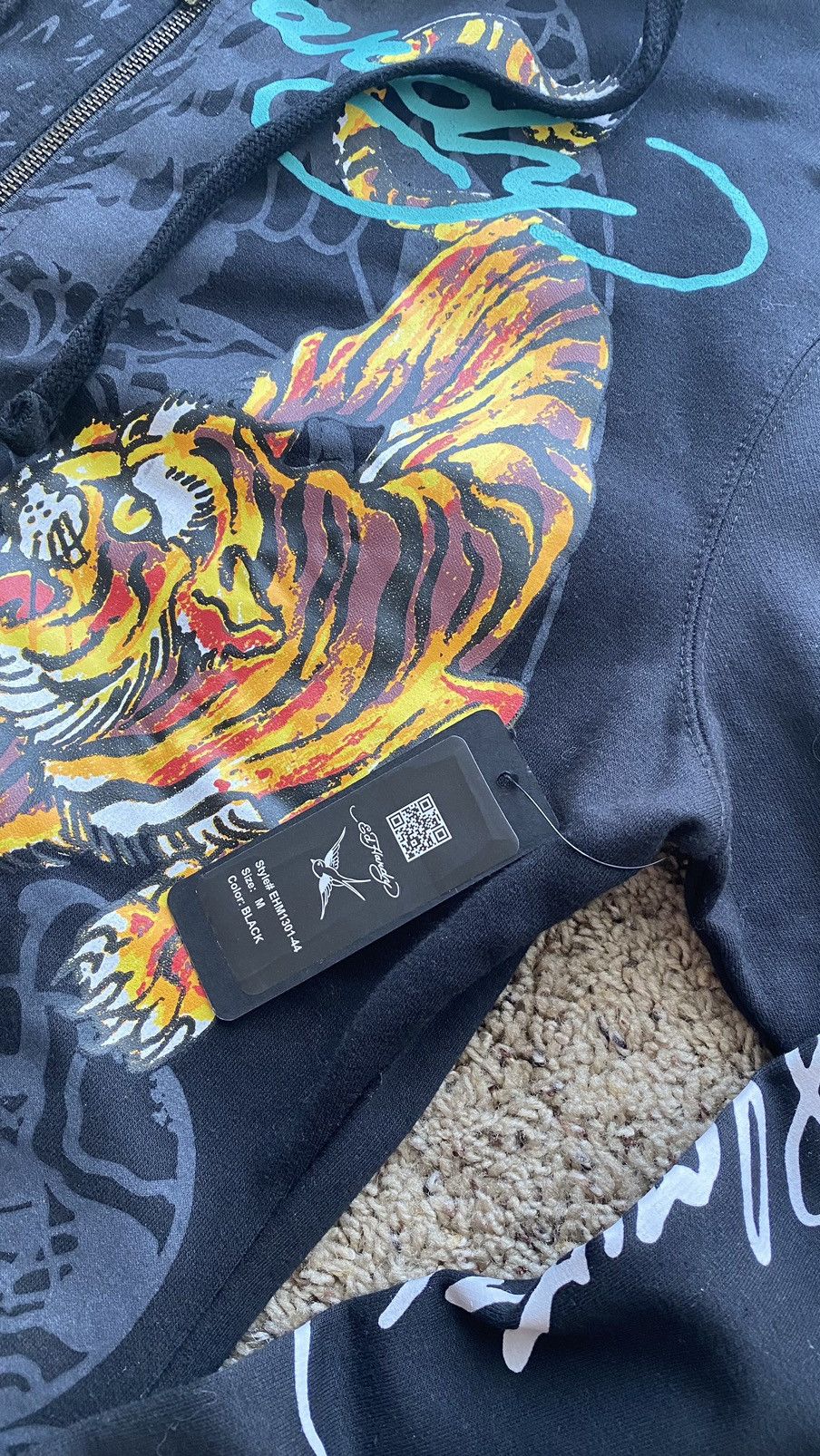 Christian Audigier × Ed Hardy × Japanese Brand Ed Hardy Full print zipper Hoodie Tiger , Snake Y2K avantgar Size US M / EU 48-50 / 2 - 4 Thumbnail