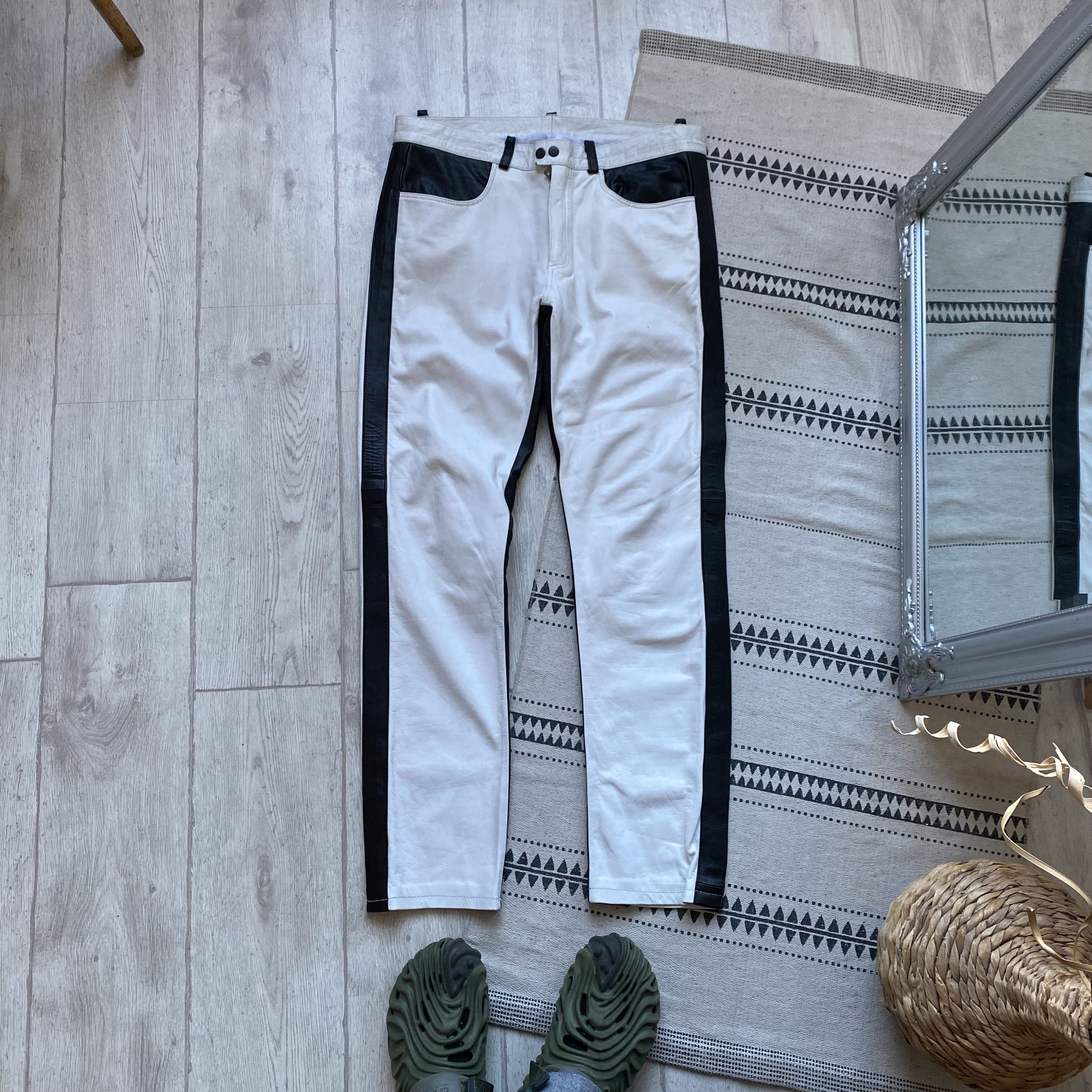 Genuine Leather 🏍️ Vintage Avant-garde Real leather pants slim Punk Size US 34 / EU 50 - 1 Thumbnail