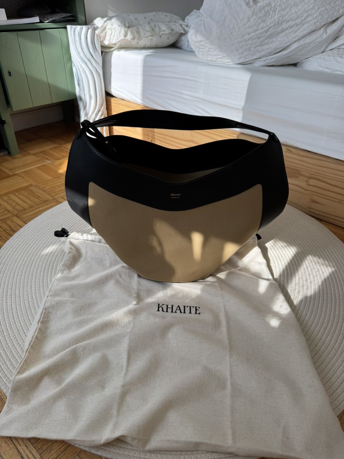 KHAITE Khaite Lotus Medium canvas and leather tote bag Size ONE SIZE - 3 Thumbnail