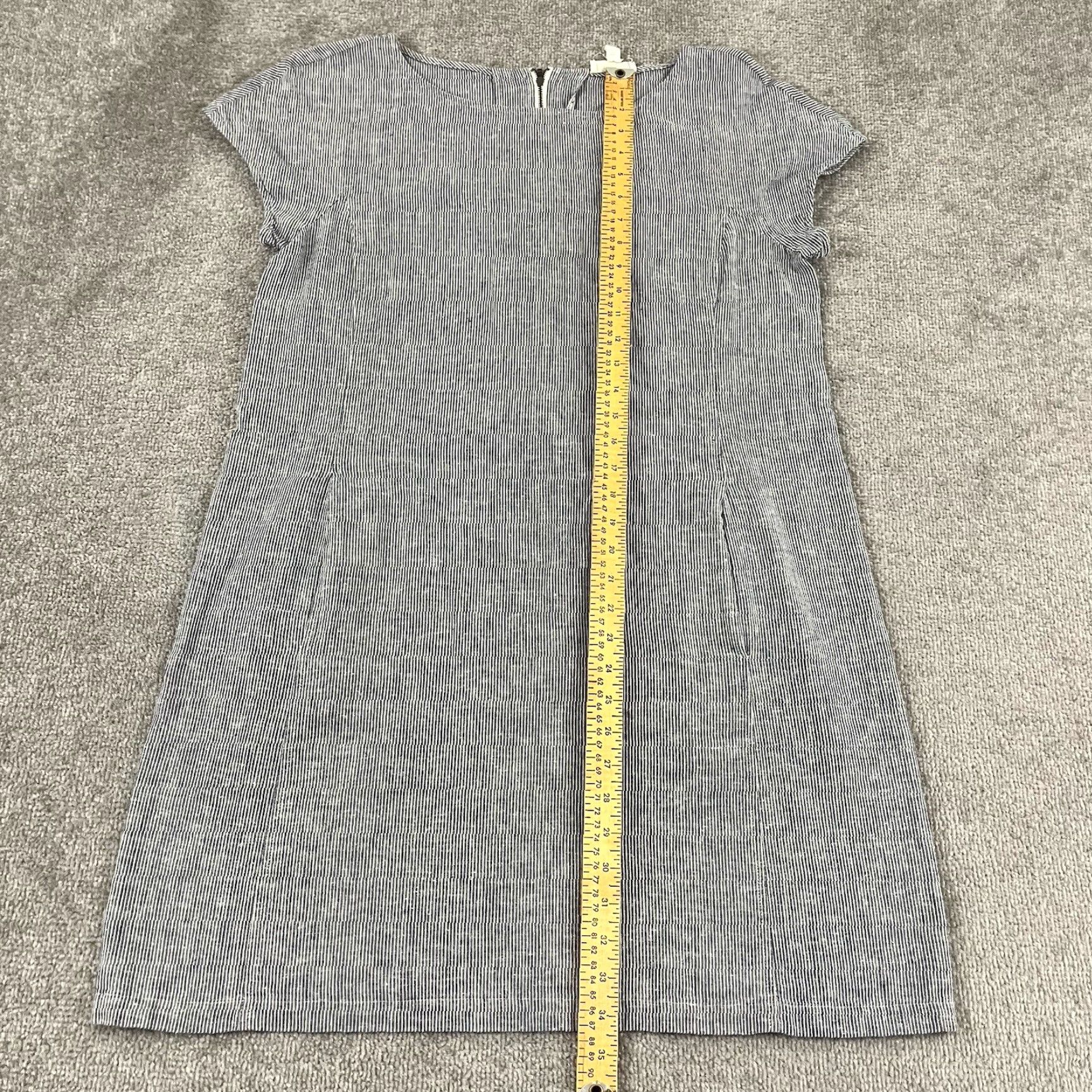 Eileen Fisher EILEEN FISHER Dress Women Medium Blue White Striped Micro Tunic Top Pockets Hemp Size M / US 6-8 / IT 42-44 - 2 Thumbnail