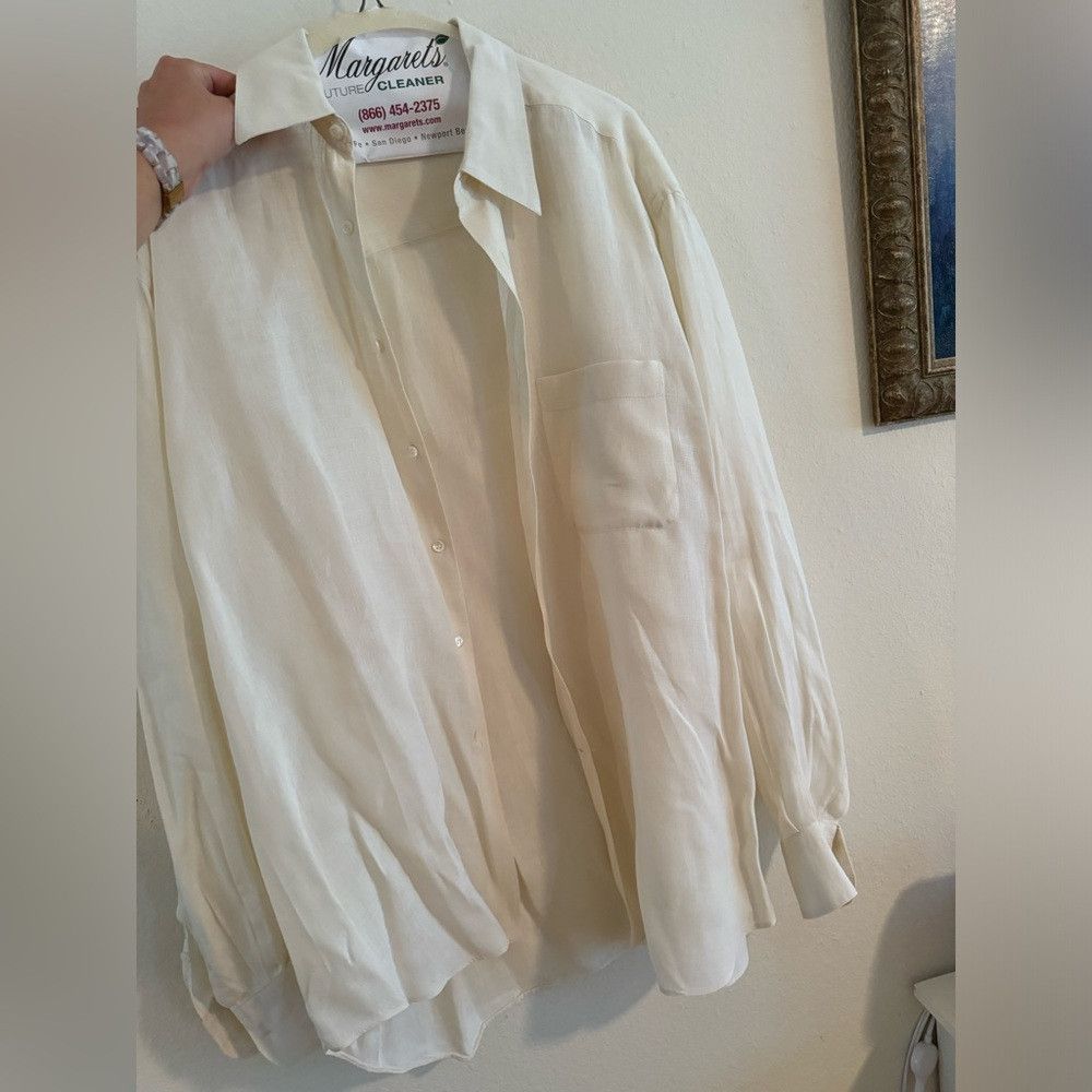 Giorgio Armani Giorgio Armani White Linen Shirt size L/17/43 Size US L / EU 52-54 / 3 - 2 Thumbnail