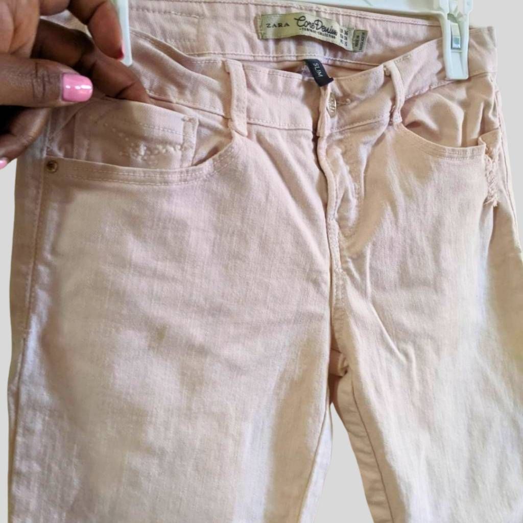 Zara Zara Trafaluc Pink Slim Fit Jeans Women’s Size 4 Core Denim Size 27" / US 4 / IT 40 - 7 Thumbnail