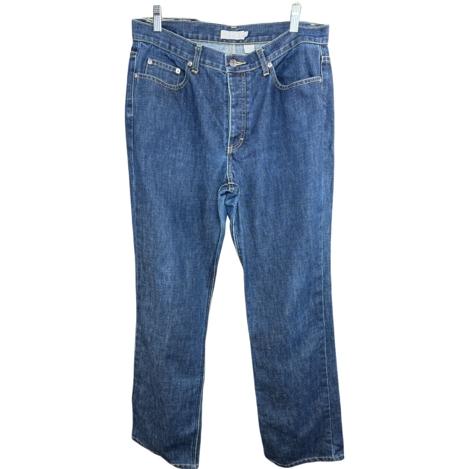 J.Crew J. Crew Dark Wash Button-Fly Boot Cut Jeans 14L 5-Pocket Size 36" / US 14 / IT 50 - 1 Thumbnail