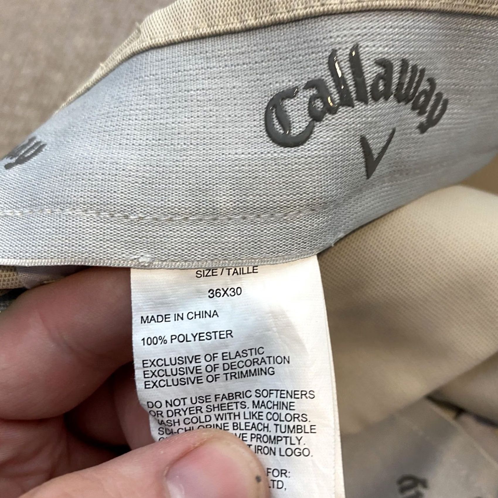 Callaway Callaway Mens Pants Beige Polyester Trim Casual Travel Golf 36 Inch Size US 36 / EU 52 - 4 Thumbnail